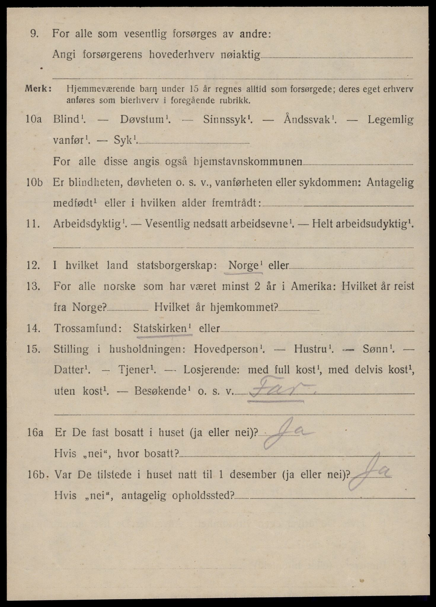 SAT, 1920 census for Stranda, 1920, p. 1586