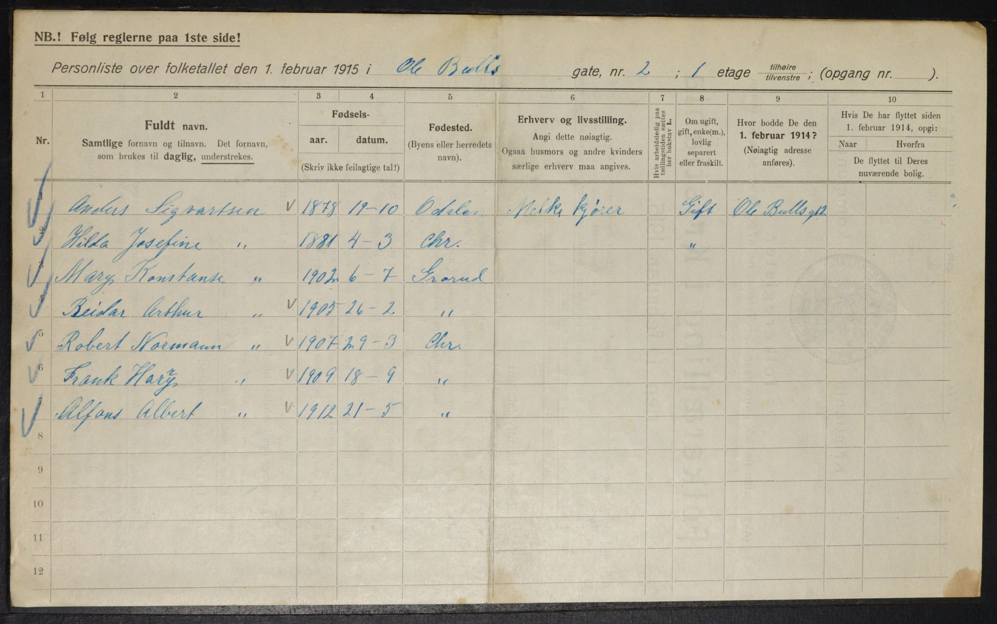 OBA, Municipal Census 1915 for Kristiania, 1915, p. 74836