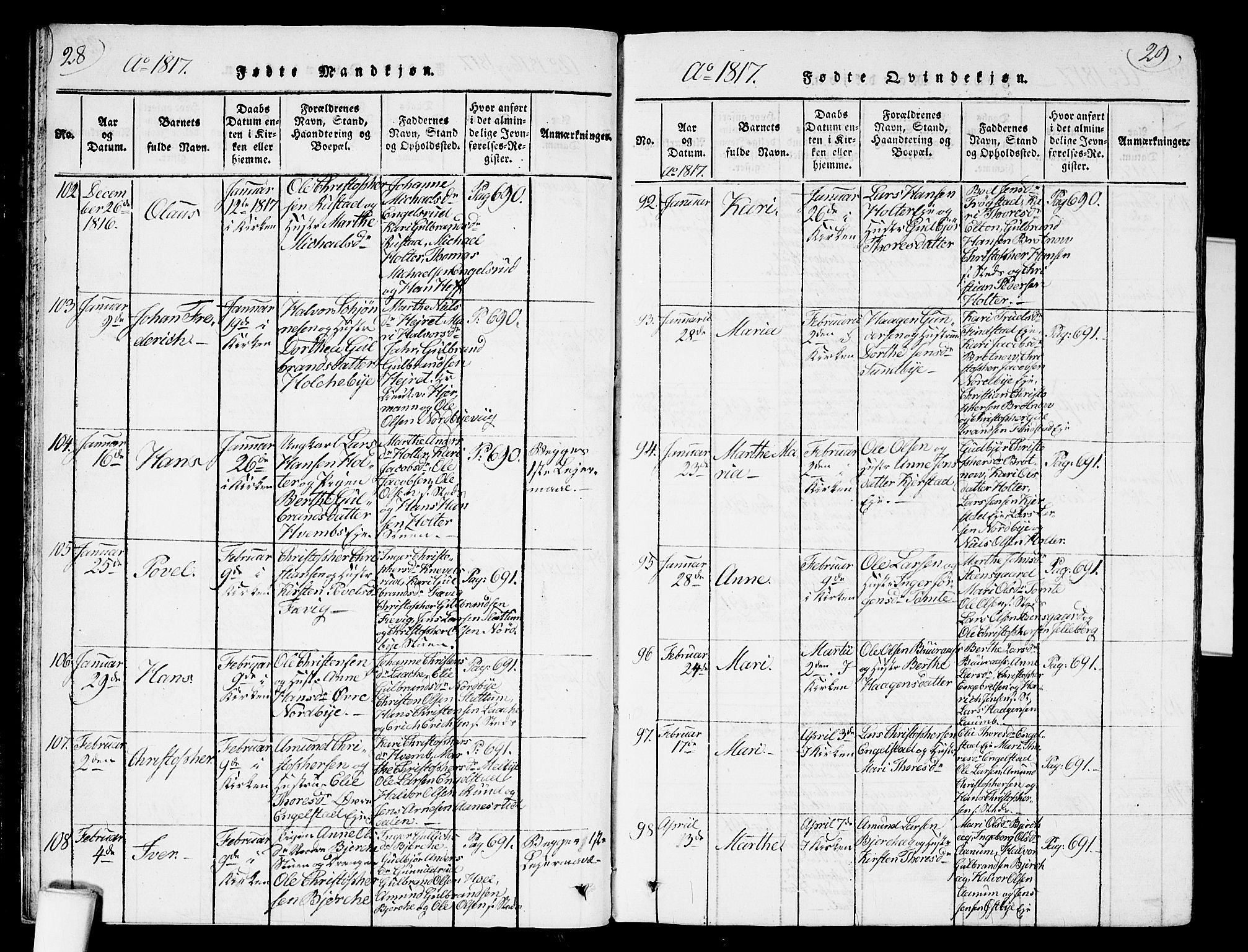 Nannestad prestekontor Kirkebøker, AV/SAO-A-10414a/G/Ga/L0001: Parish register (copy) no. I 1, 1815-1839, p. 28-29