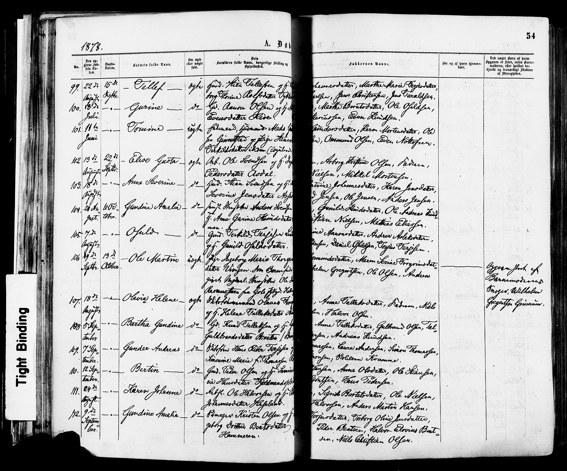 Øyestad sokneprestkontor, AV/SAK-1111-0049/F/Fa/L0016: Parish register (official) no. A 16, 1874-1886, p. 54