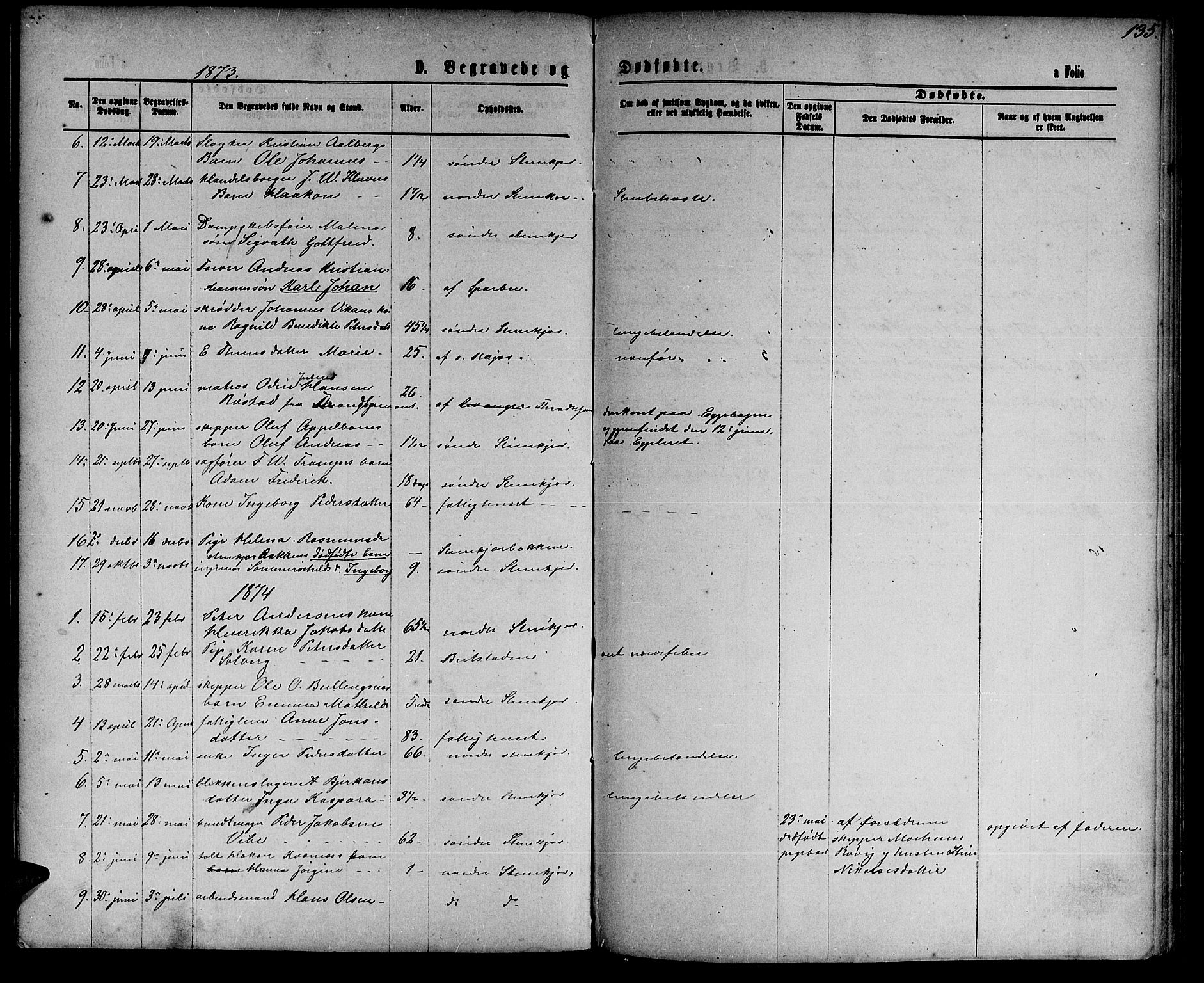Ministerialprotokoller, klokkerbøker og fødselsregistre - Nord-Trøndelag, SAT/A-1458/739/L0373: Parish register (copy) no. 739C01, 1865-1882, p. 135