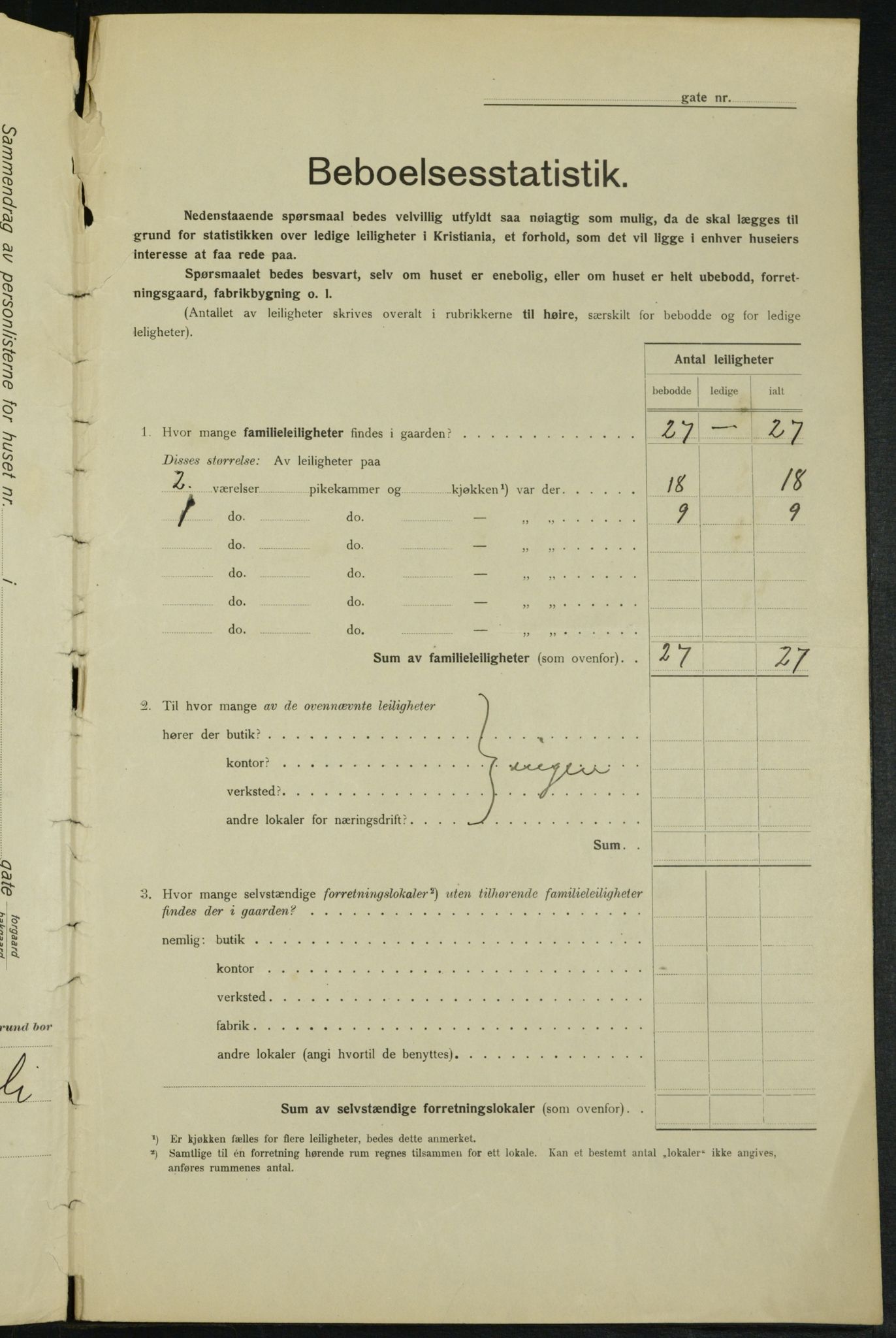 OBA, Municipal Census 1915 for Kristiania, 1915, p. 9908