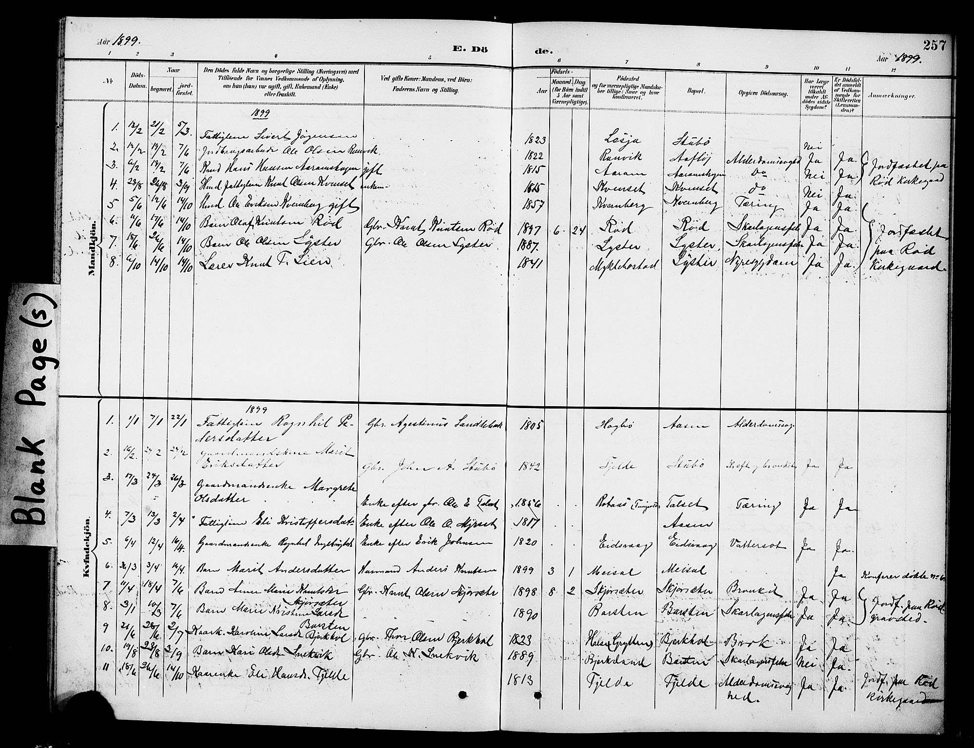 Ministerialprotokoller, klokkerbøker og fødselsregistre - Møre og Romsdal, SAT/A-1454/551/L0632: Parish register (copy) no. 551C04, 1894-1920, p. 257