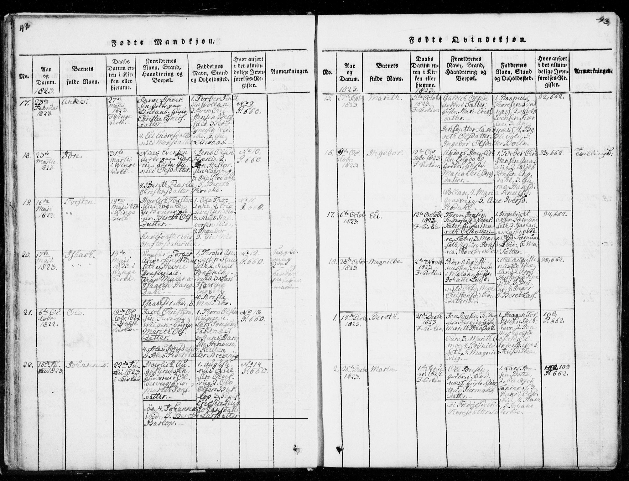 Ministerialprotokoller, klokkerbøker og fødselsregistre - Møre og Romsdal, AV/SAT-A-1454/578/L0903: Parish register (official) no. 578A02, 1819-1838, p. 42-43