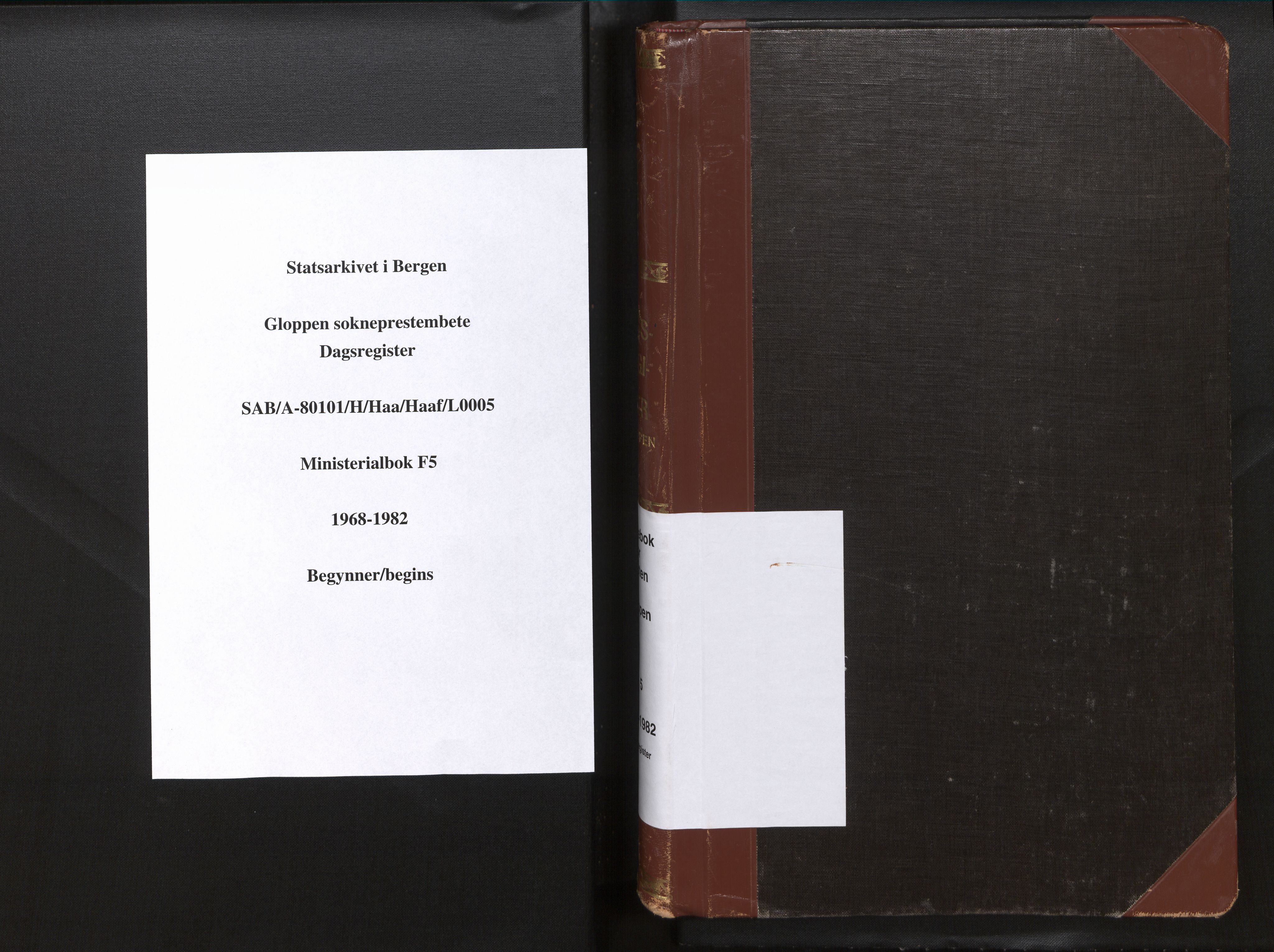 Gloppen sokneprestembete, SAB/A-80101/H/Haa/Haaf/L0005: Diary records no. F 5, 1968-1982
