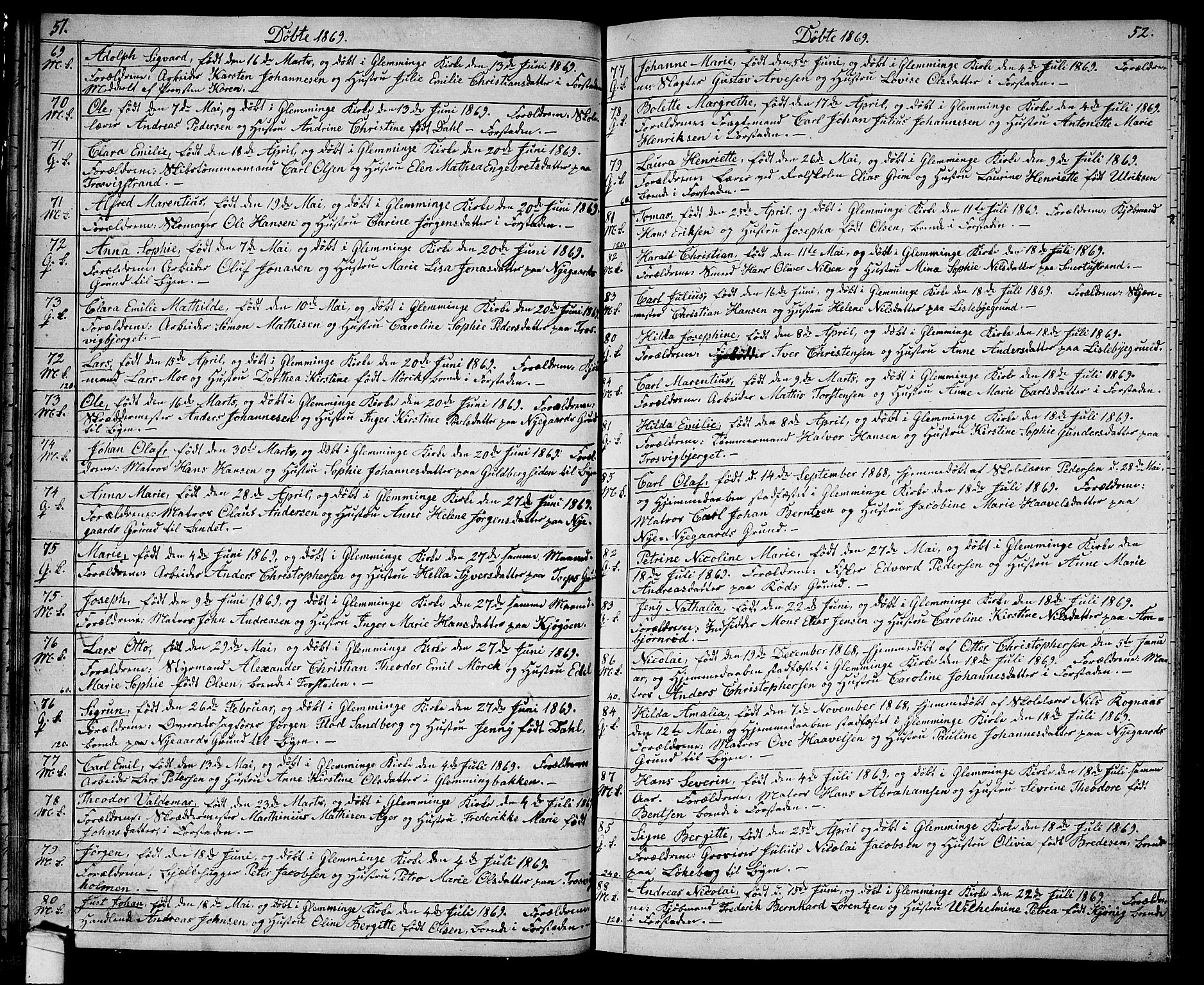 Glemmen prestekontor Kirkebøker, SAO/A-10908/G/Ga/L0004: Parish register (copy) no. 4, 1867-1875, p. 51-52
