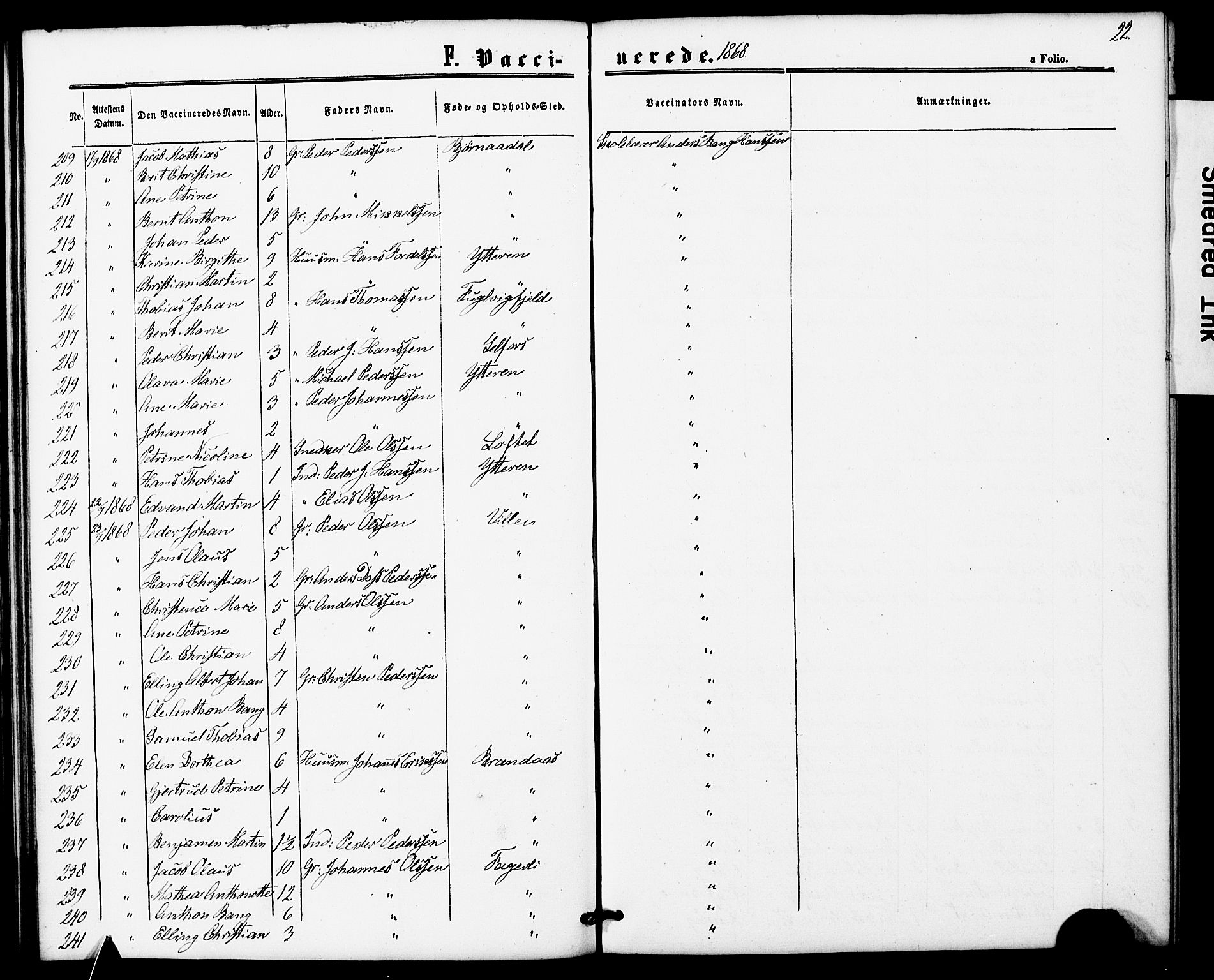 Ministerialprotokoller, klokkerbøker og fødselsregistre - Nordland, SAT/A-1459/827/L0397: Parish register (official) no. 827A09, 1862-1876, p. 22