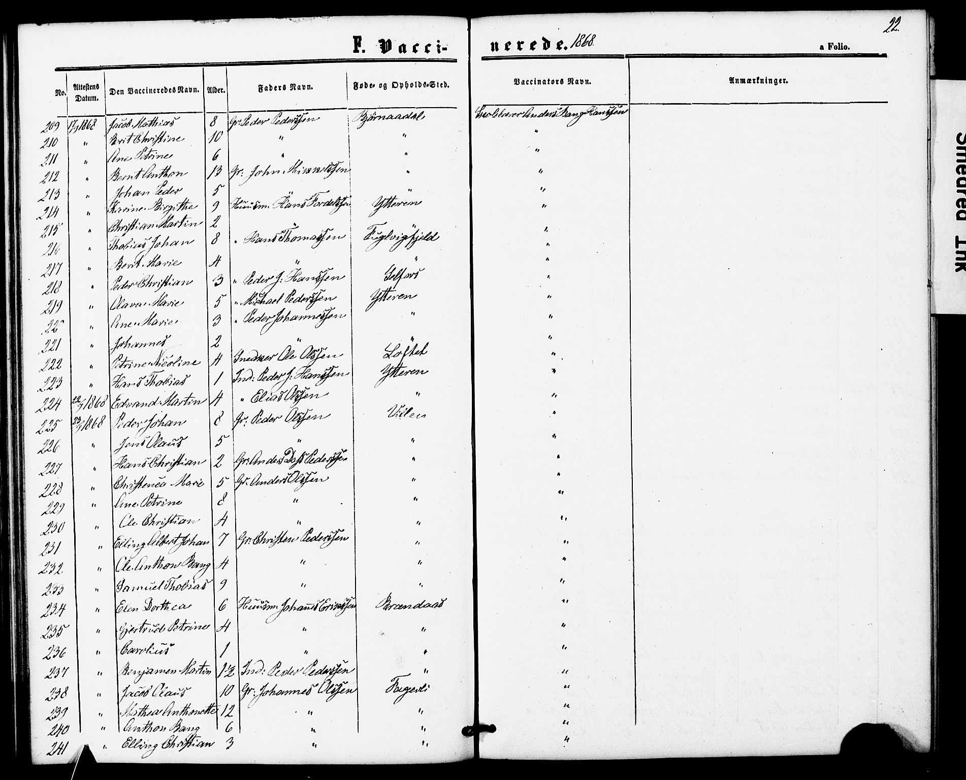 Ministerialprotokoller, klokkerbøker og fødselsregistre - Nordland, AV/SAT-A-1459/827/L0397: Parish register (official) no. 827A09, 1862-1876, p. 22