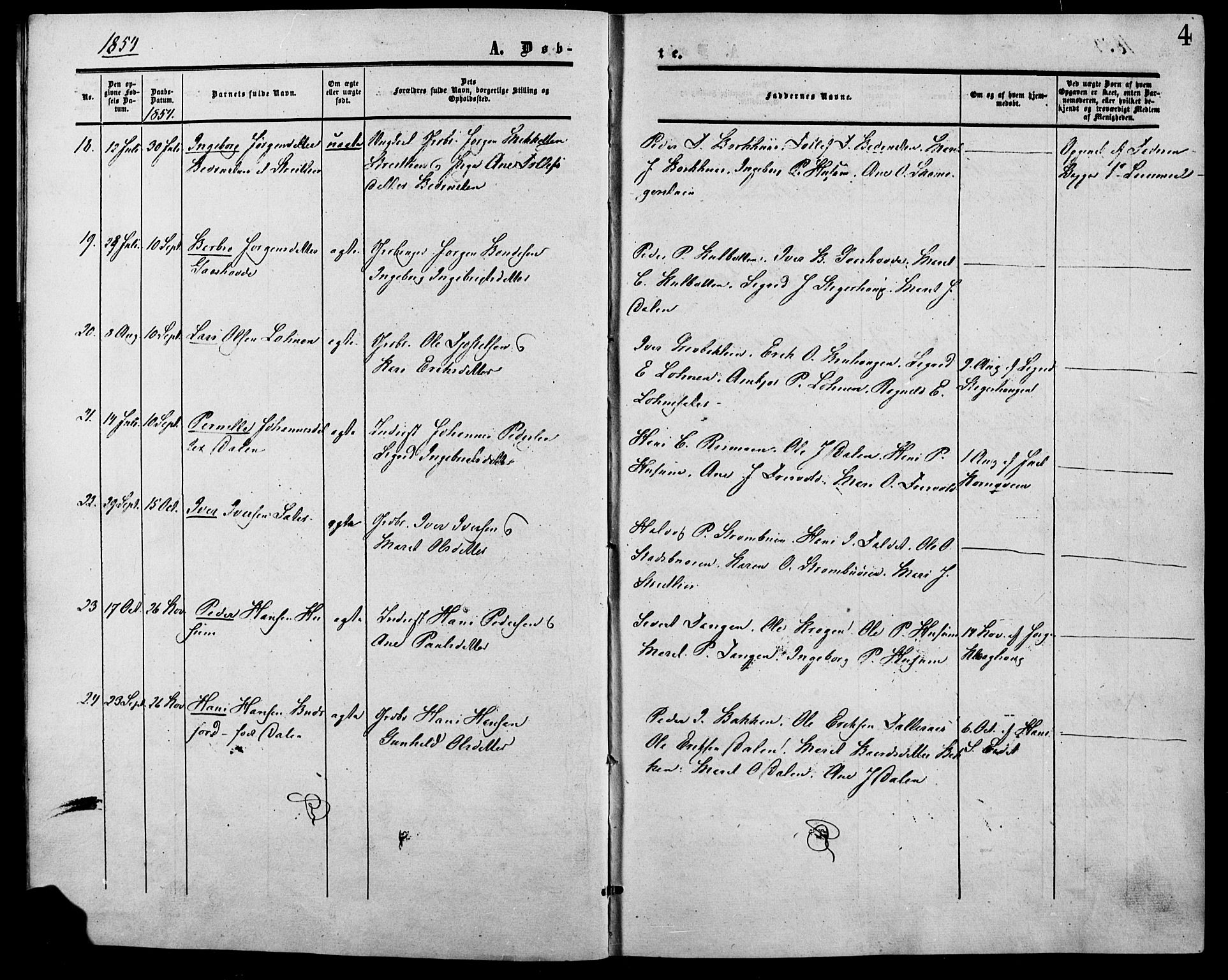 Lesja prestekontor, SAH/PREST-068/H/Ha/Haa/L0007: Parish register (official) no. 7, 1854-1862, p. 4