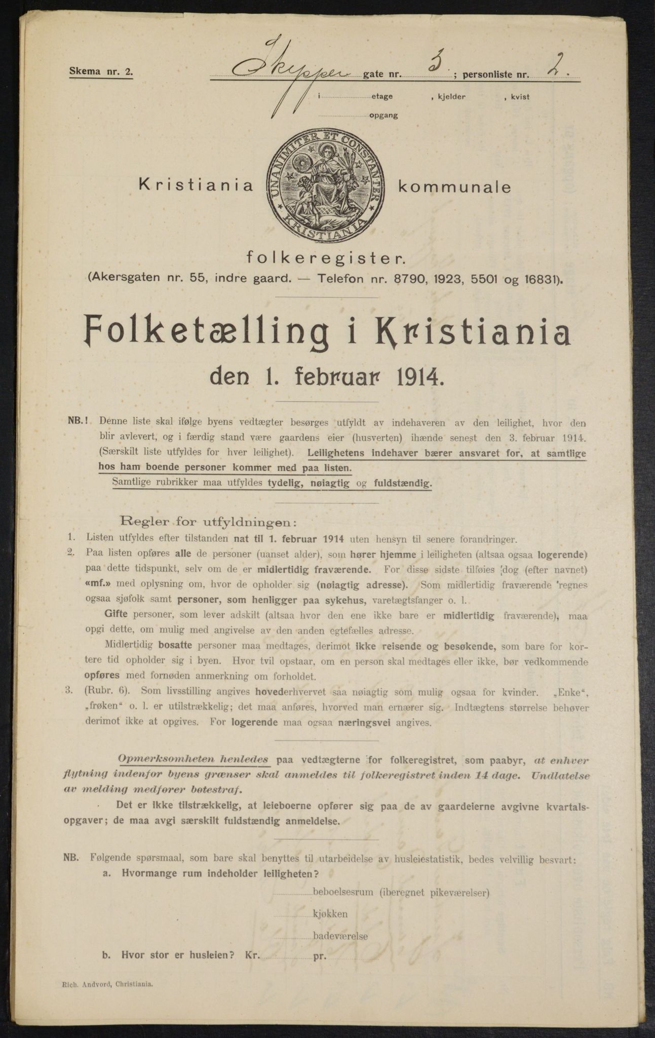 OBA, Municipal Census 1914 for Kristiania, 1914, p. 95343