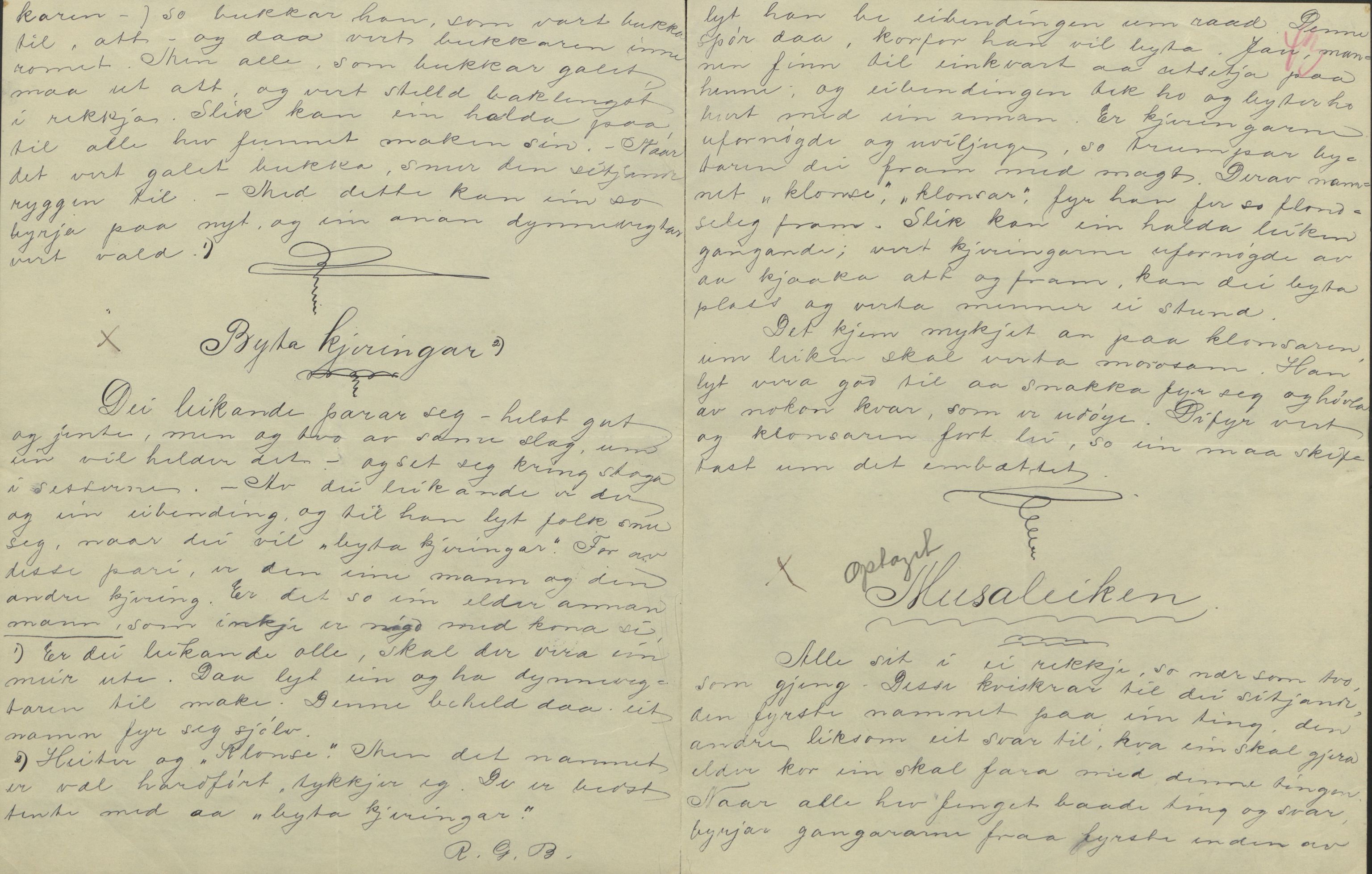 Rikard Berge, TEMU/TGM-A-1003/F/L0004/0053: 101-159 / 157 Manuskript, notatar, brev o.a. Nokre leiker, manuskript, 1906-1908, p. 42-43