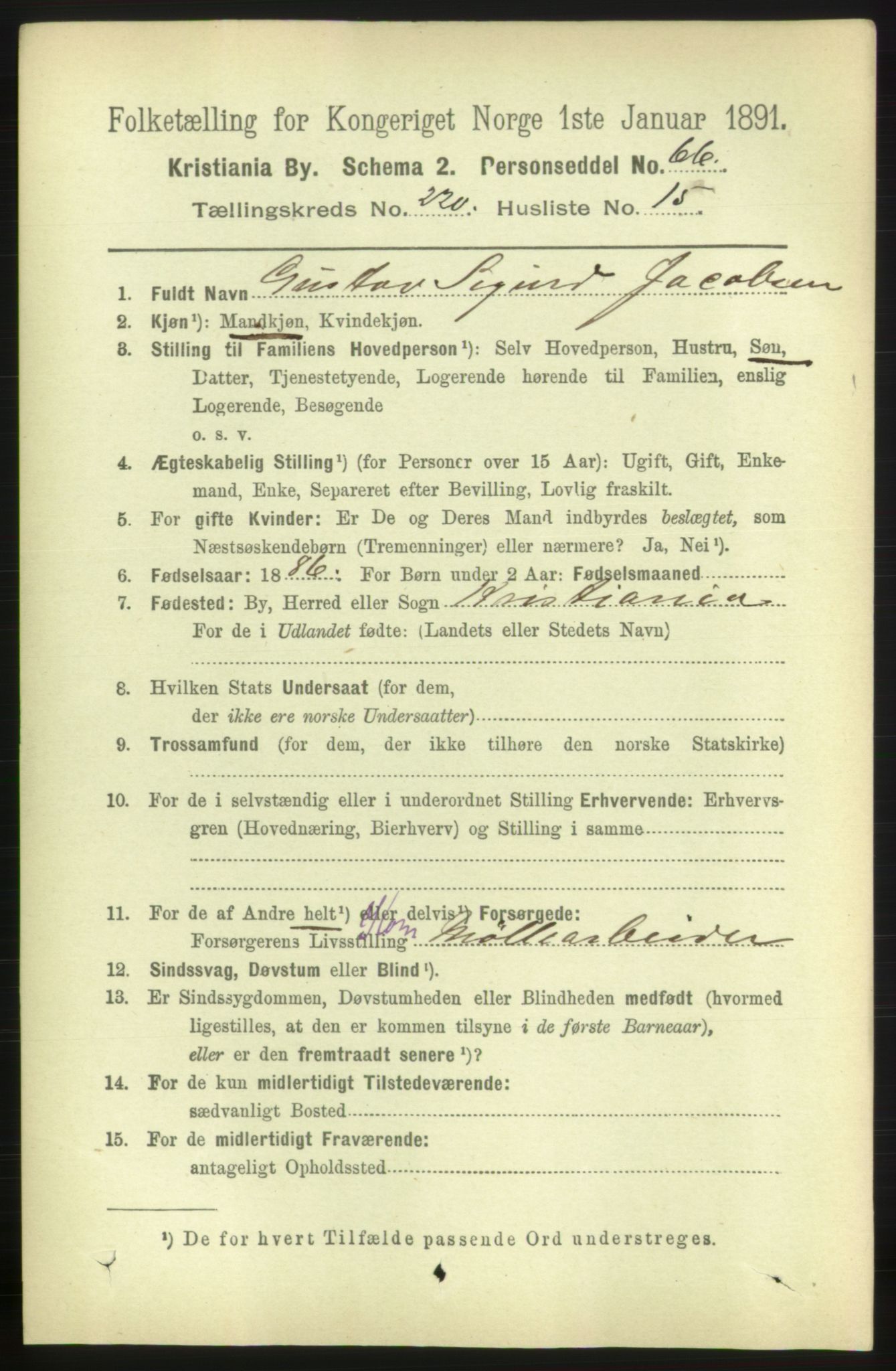 RA, 1891 census for 0301 Kristiania, 1891, p. 131464