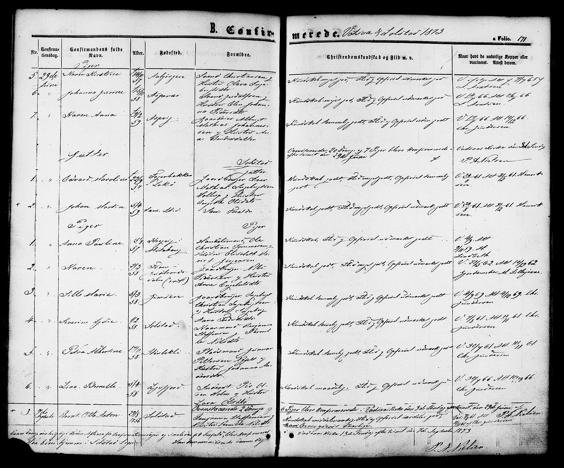 Ministerialprotokoller, klokkerbøker og fødselsregistre - Nordland, SAT/A-1459/810/L0146: Parish register (official) no. 810A08 /1, 1862-1874, p. 171