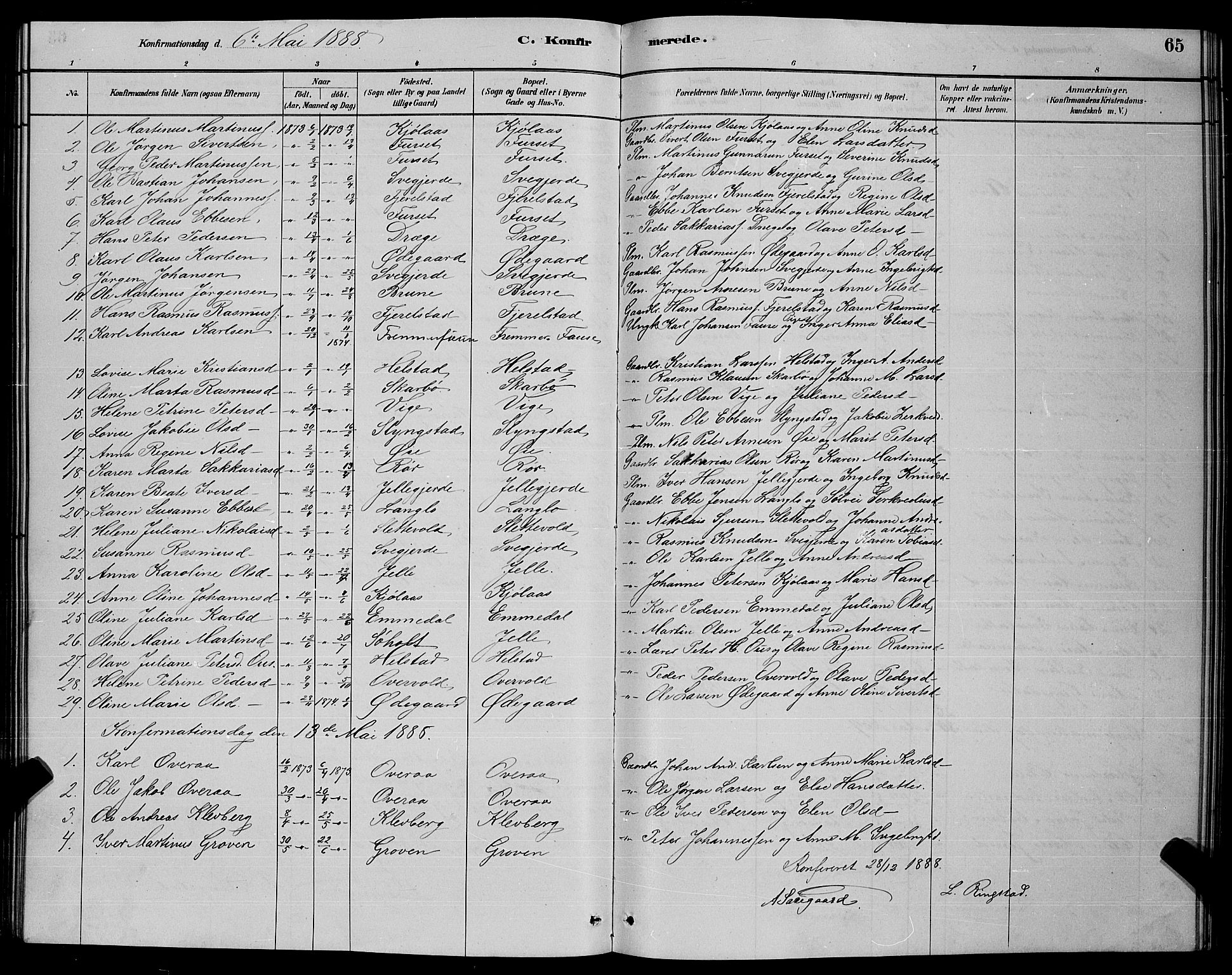 Ministerialprotokoller, klokkerbøker og fødselsregistre - Møre og Romsdal, AV/SAT-A-1454/520/L0292: Parish register (copy) no. 520C04, 1882-1901, p. 65