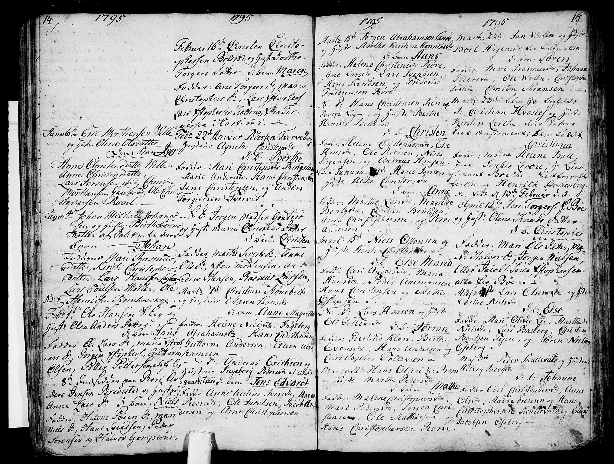 Sem kirkebøker, AV/SAKO-A-5/F/Fb/L0003: Parish register (official) no. II 3, 1792-1814, p. 14-15