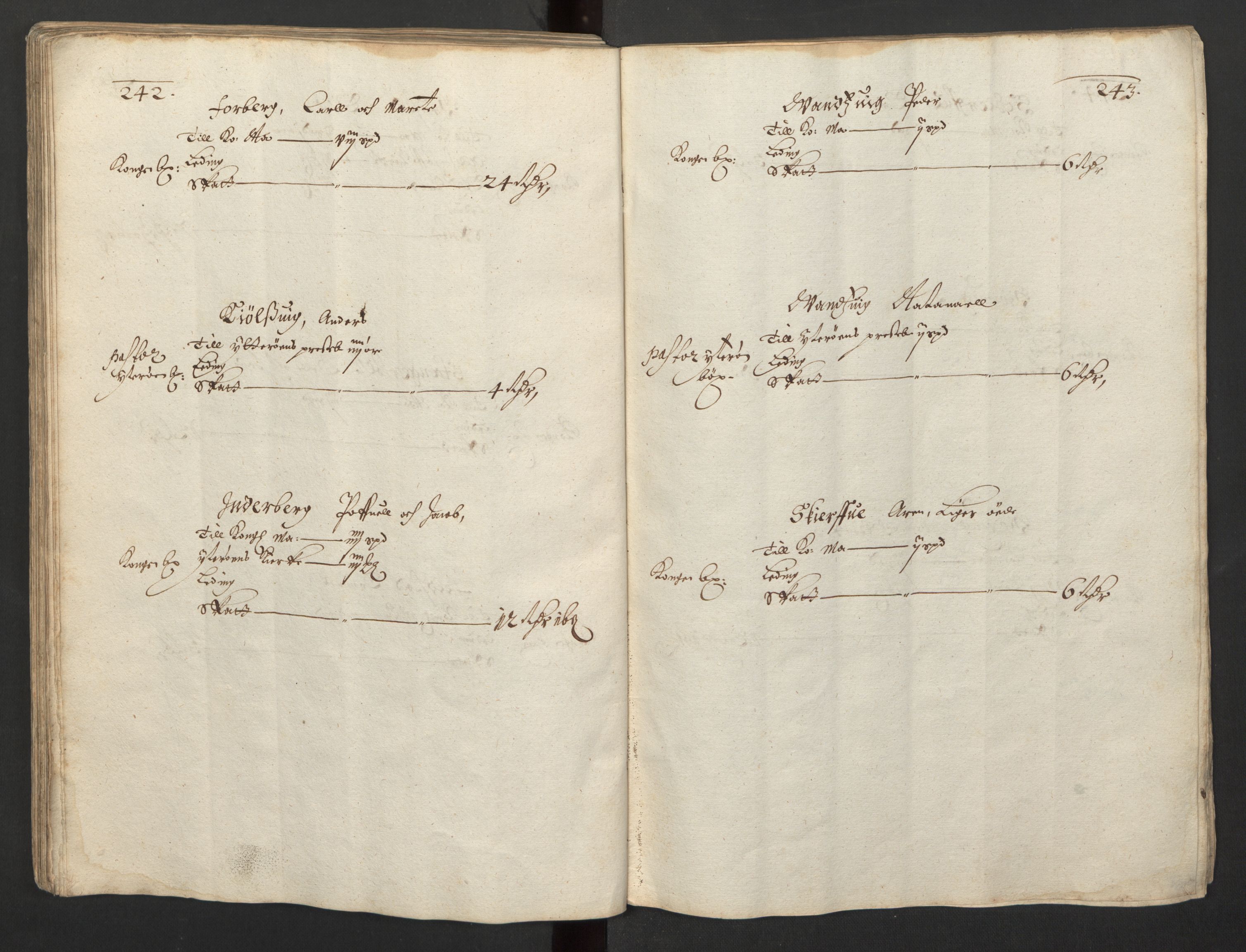 Rentekammeret inntil 1814, Realistisk ordnet avdeling, AV/RA-EA-4070/L/L0029/0001: Trondheim lagdømme: / Alminnelig jordebok og skattemanntall - Inderøy, 1661, p. 242-243