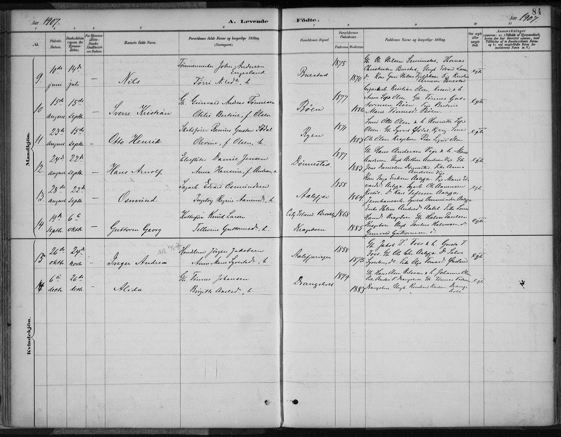 Tveit sokneprestkontor, AV/SAK-1111-0043/F/Fa/L0007: Parish register (official) no. A 7, 1887-1908, p. 84