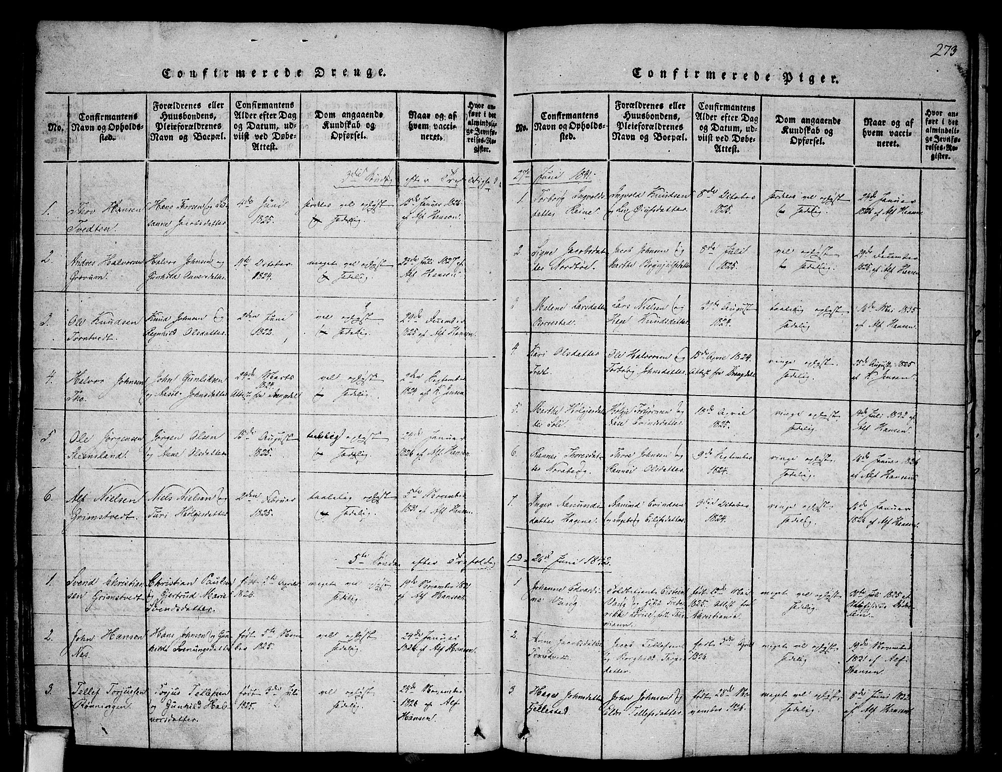 Nissedal kirkebøker, SAKO/A-288/F/Fa/L0002: Parish register (official) no. I 2, 1814-1845, p. 273