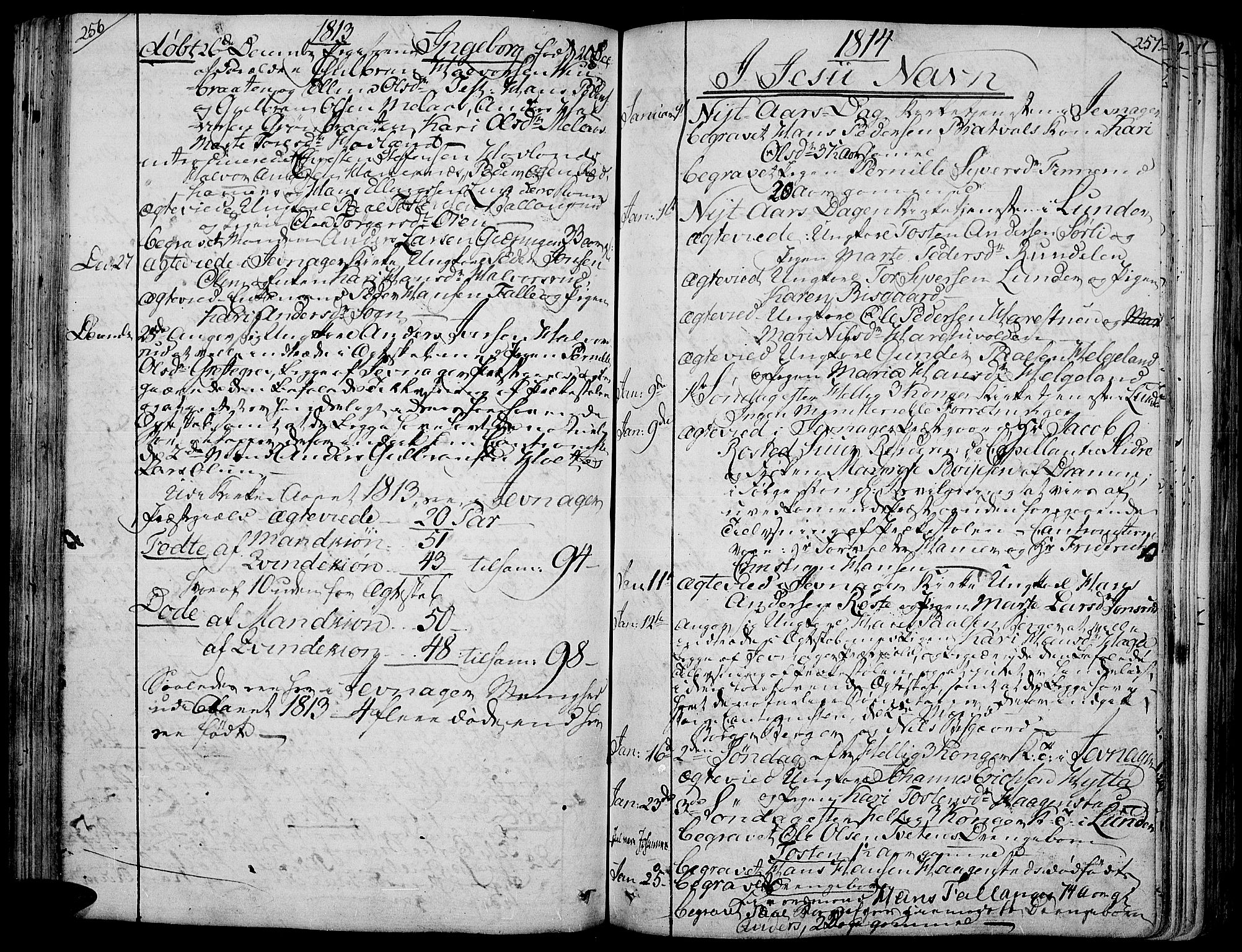 Jevnaker prestekontor, SAH/PREST-116/H/Ha/Haa/L0004: Parish register (official) no. 4, 1800-1861, p. 256-257