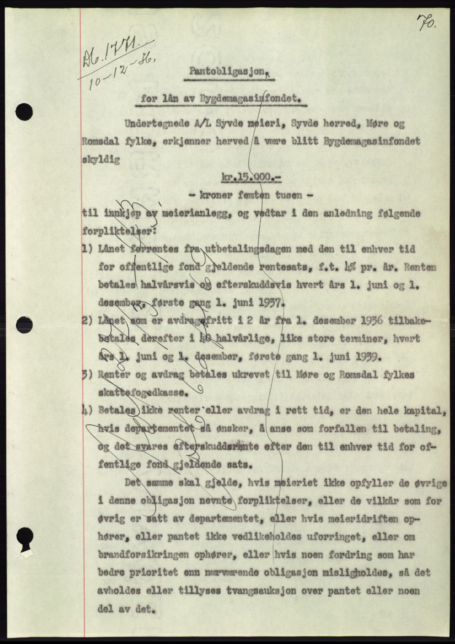 Søre Sunnmøre sorenskriveri, SAT/A-4122/1/2/2C/L0062: Mortgage book no. 56, 1936-1937, Diary no: : 1771/1936