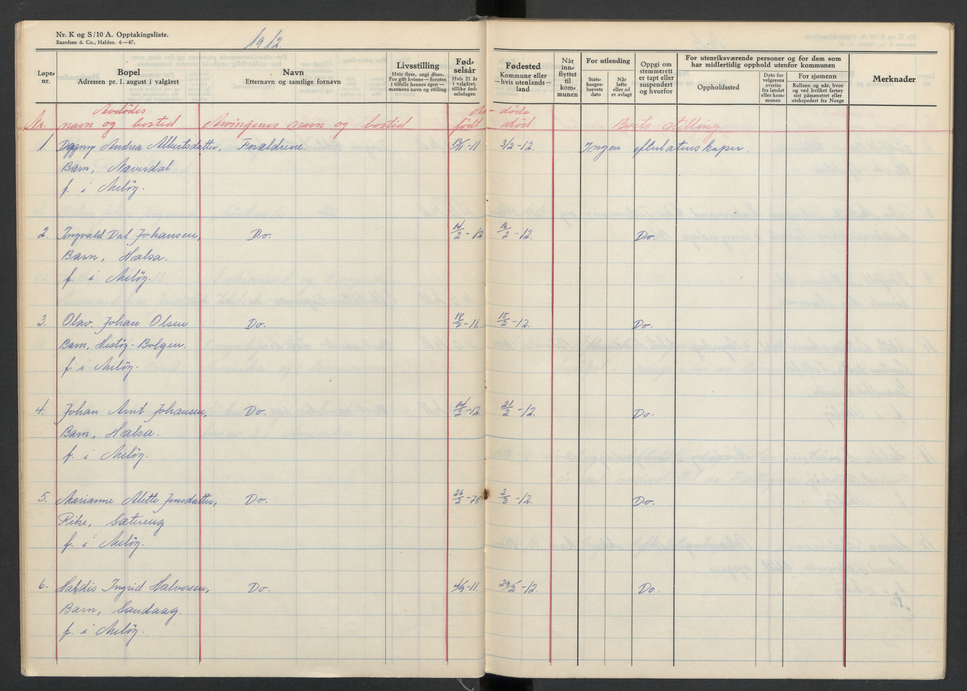 Meløy lensmannskontor, SAT/A-5701/1/02/L0001: 2.01.01 - Dødsfallsprotokoll, 1911-1917