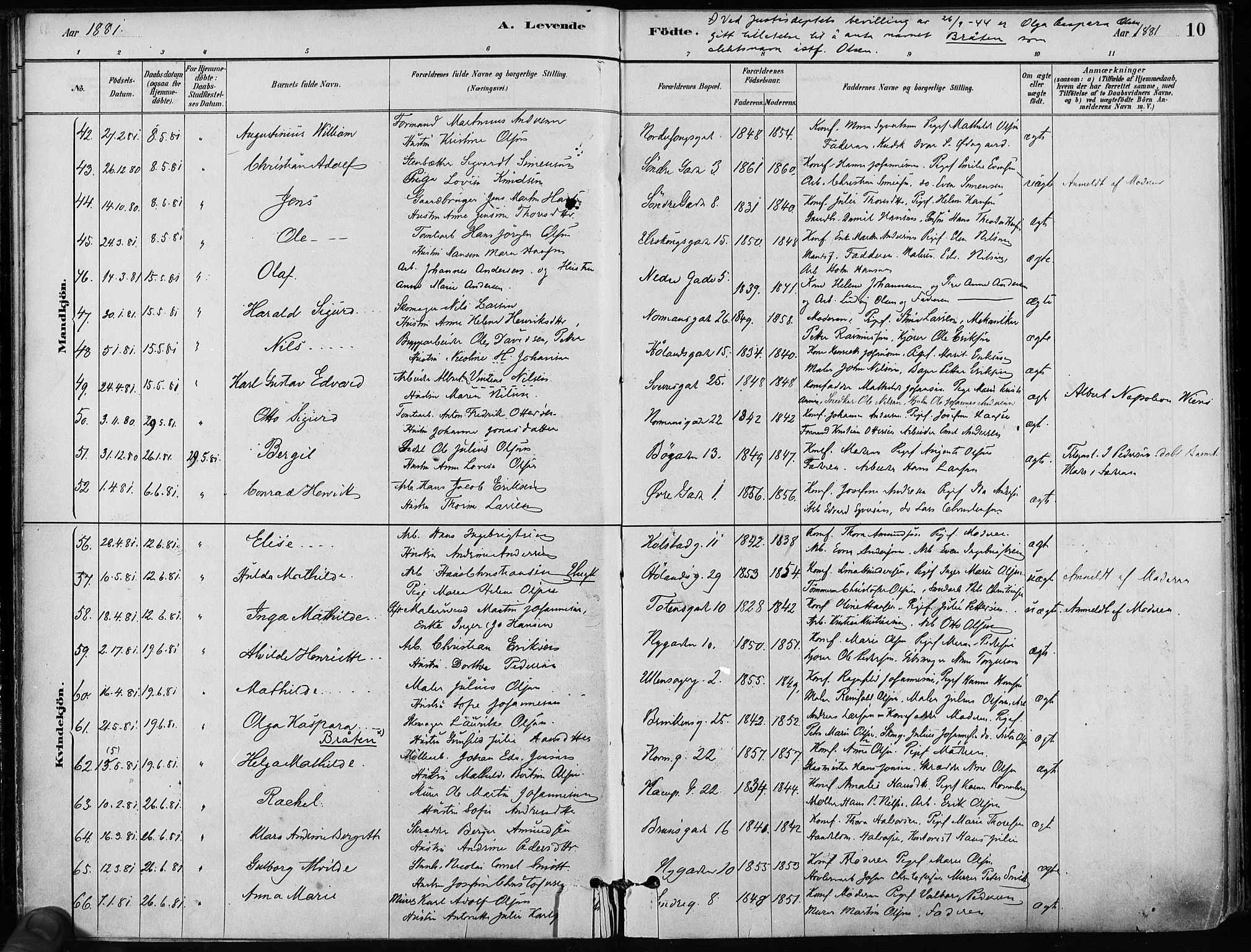 Kampen prestekontor Kirkebøker, SAO/A-10853/F/Fa/L0001: Parish register (official) no. I 1, 1880-1886, p. 10