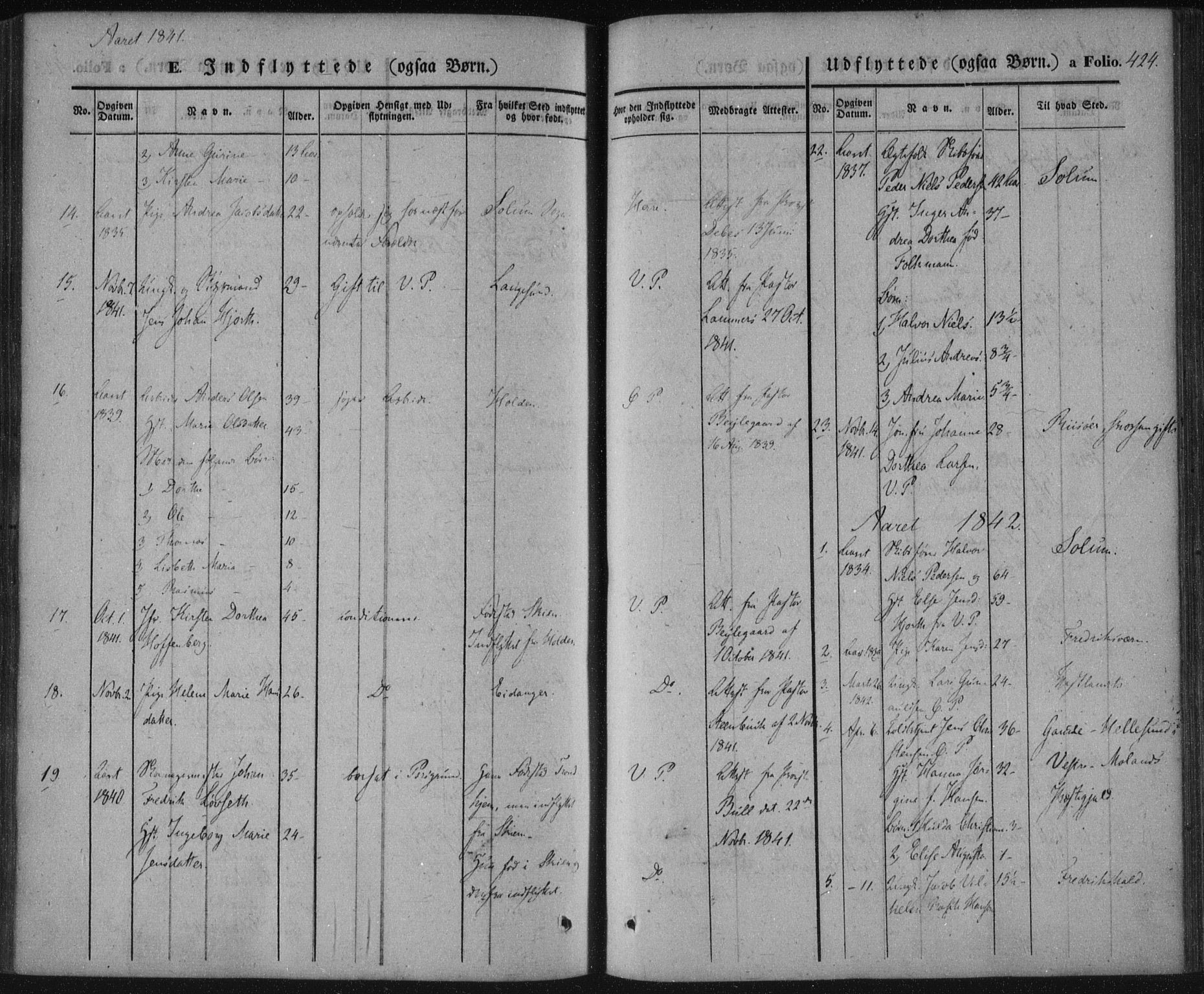 Porsgrunn kirkebøker , SAKO/A-104/F/Fa/L0006: Parish register (official) no. 6, 1841-1857, p. 424
