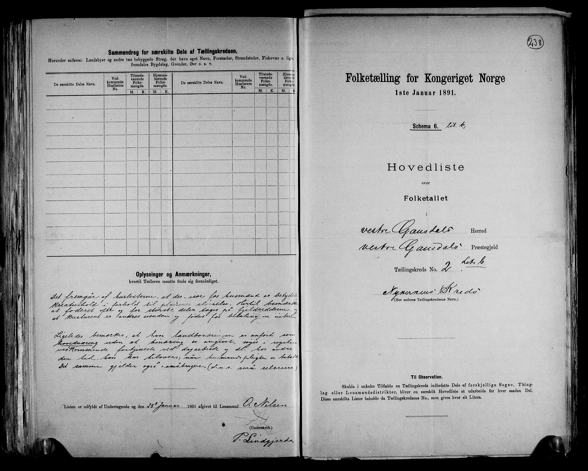 RA, 1891 census for 0523 Vestre Gausdal, 1891, p. 10