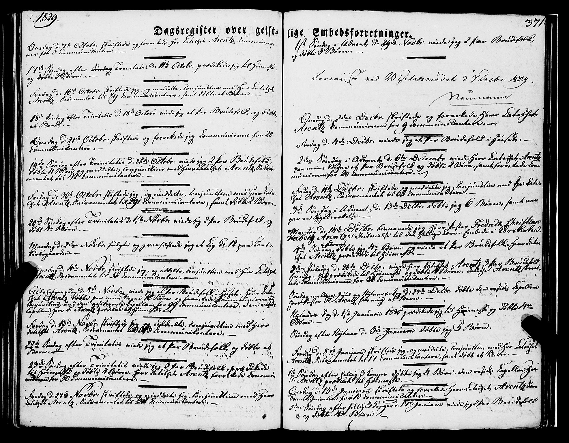 Korskirken sokneprestembete, AV/SAB-A-76101/H/Haa/L0050: Parish register (official) no. F 1, 1821-1869, p. 371