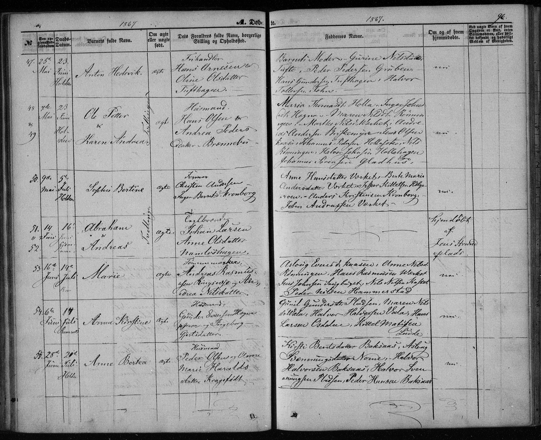 Holla kirkebøker, SAKO/A-272/F/Fa/L0006: Parish register (official) no. 6, 1861-1869, p. 96