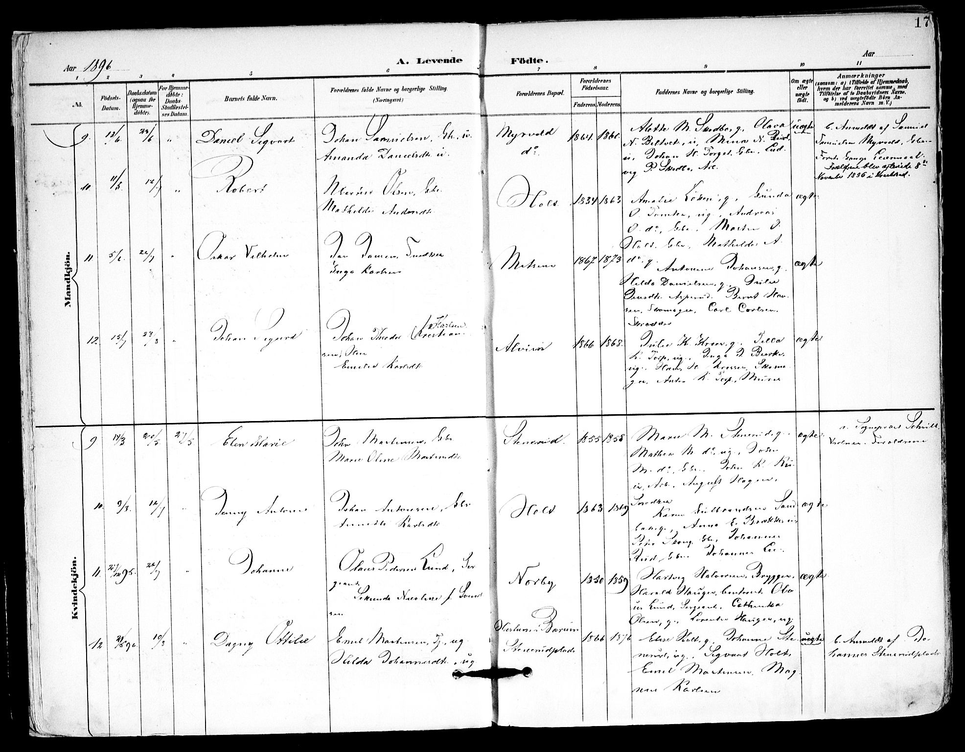 Kråkstad prestekontor Kirkebøker, AV/SAO-A-10125a/F/Fa/L0010: Parish register (official) no. I 10, 1893-1931, p. 17