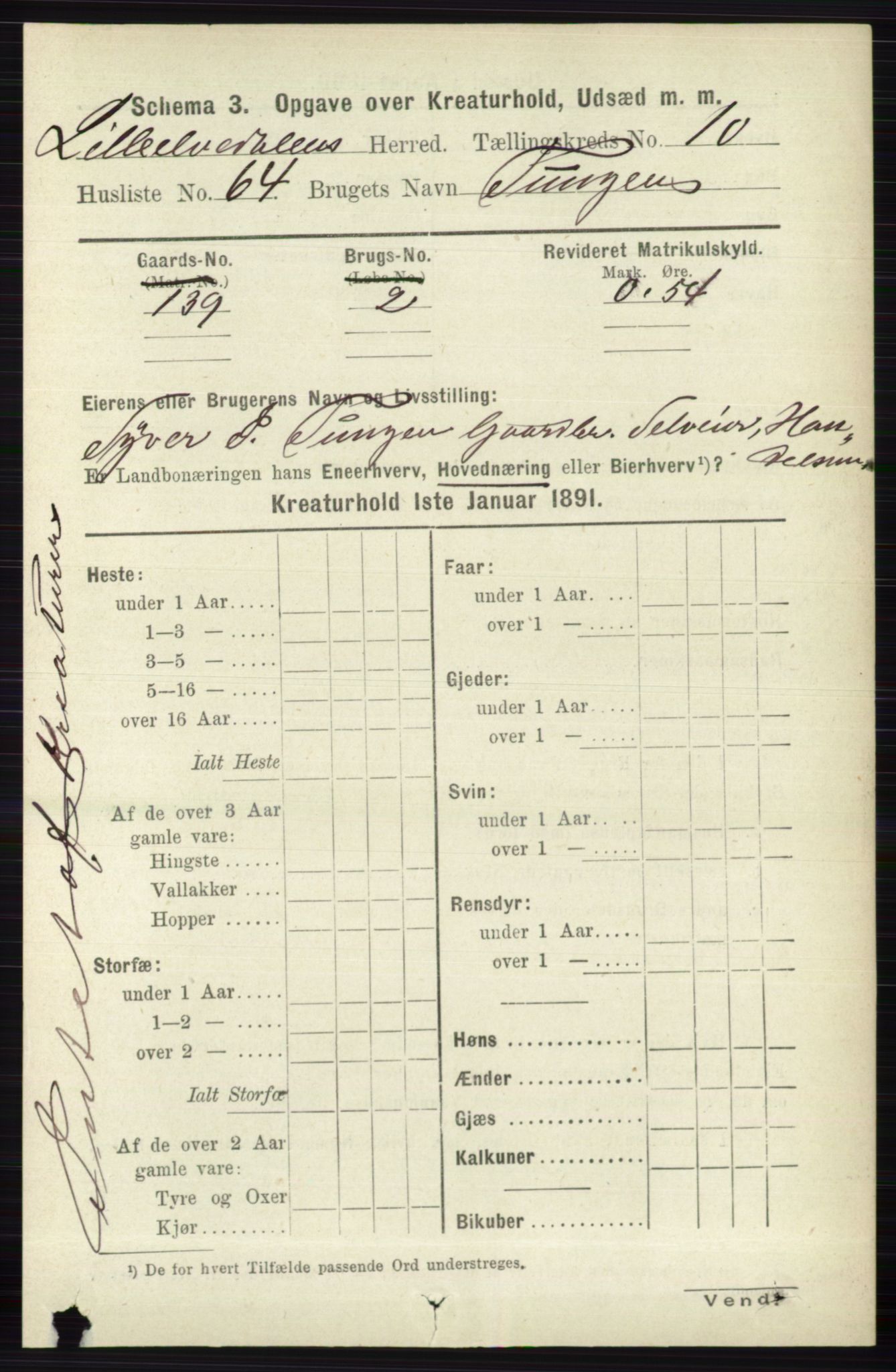 RA, 1891 census for 0438 Lille Elvedalen, 1891, p. 4980