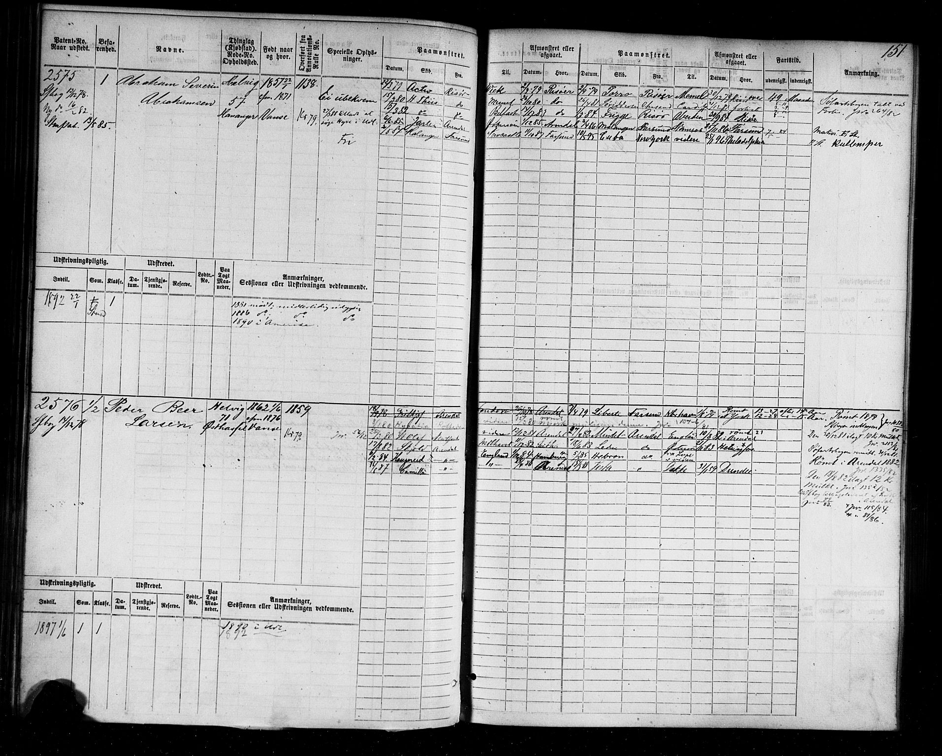 Farsund mønstringskrets, AV/SAK-2031-0017/F/Fb/L0004: Hovedrulle nr 2275-3040, M-7, 1875-1915, p. 155