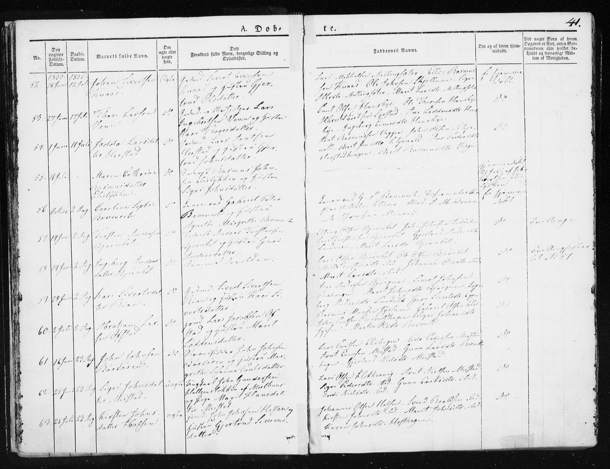Ministerialprotokoller, klokkerbøker og fødselsregistre - Sør-Trøndelag, SAT/A-1456/665/L0771: Parish register (official) no. 665A06, 1830-1856, p. 41
