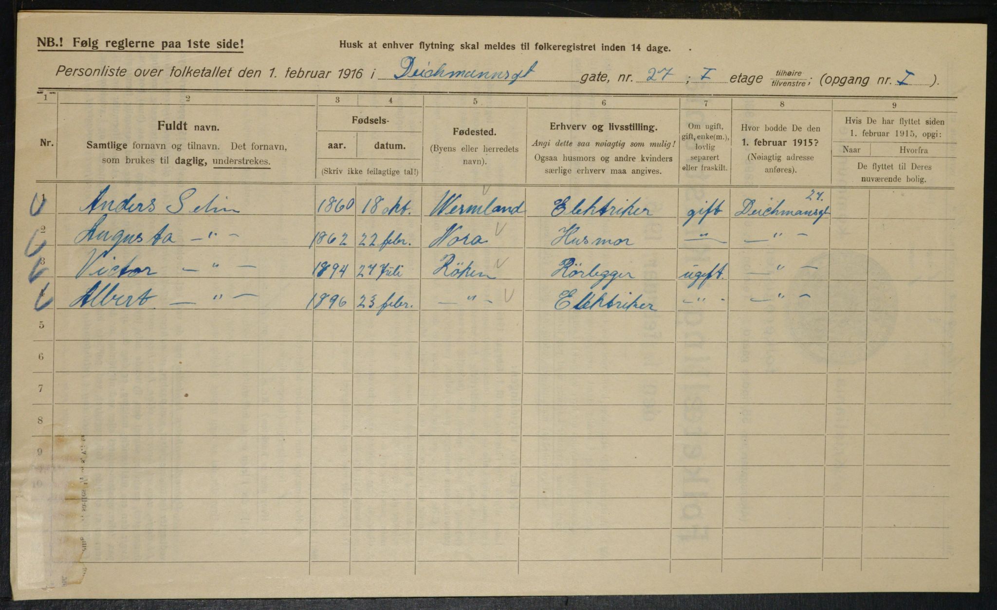 OBA, Municipal Census 1916 for Kristiania, 1916, p. 15880