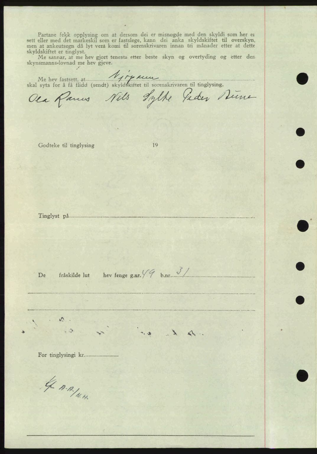 Nordmøre sorenskriveri, AV/SAT-A-4132/1/2/2Ca: Mortgage book no. A103, 1946-1947, Diary no: : 81/1947