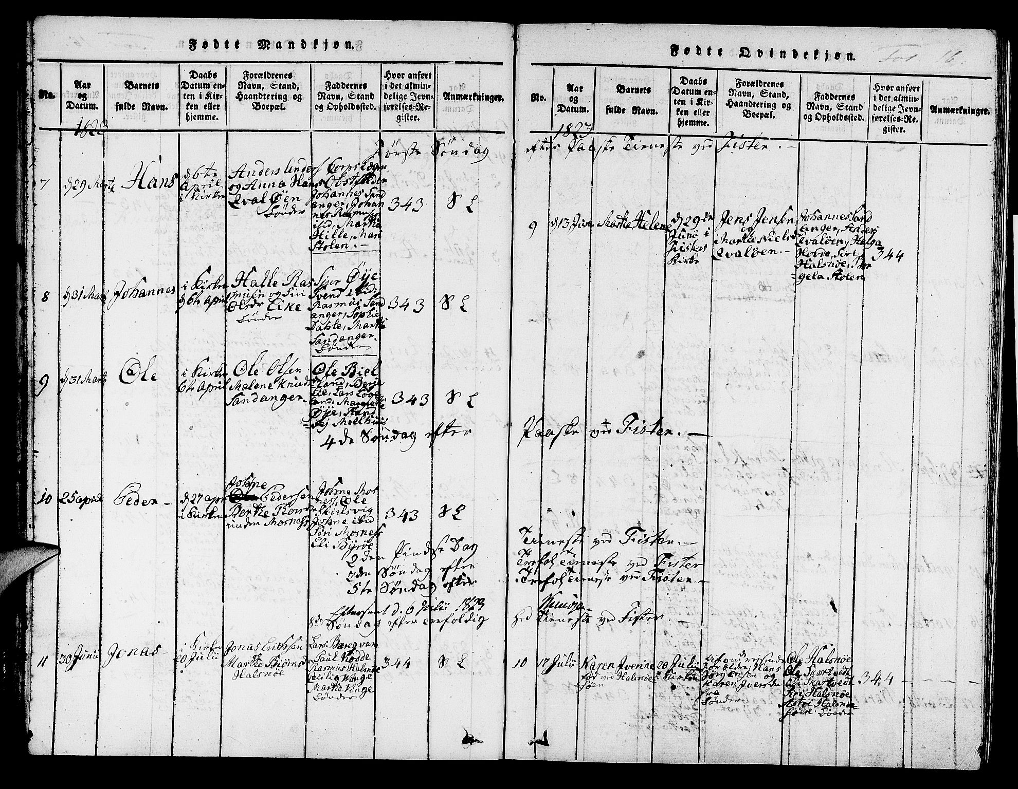 Hjelmeland sokneprestkontor, AV/SAST-A-101843/01/IV/L0004: Parish register (official) no. A 4, 1816-1834, p. 16