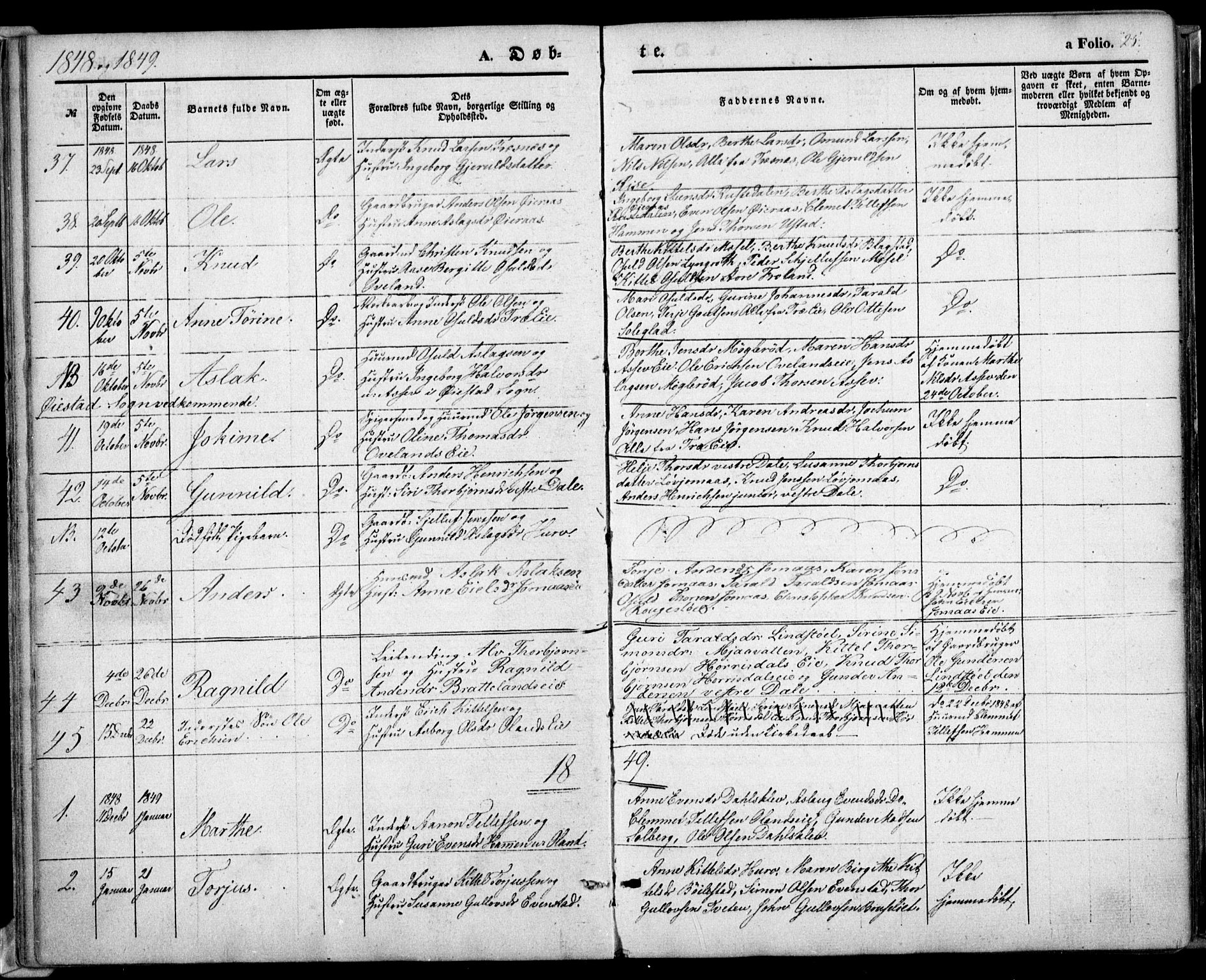 Froland sokneprestkontor, SAK/1111-0013/F/Fa/L0002: Parish register (official) no. A 2, 1845-1863, p. 25