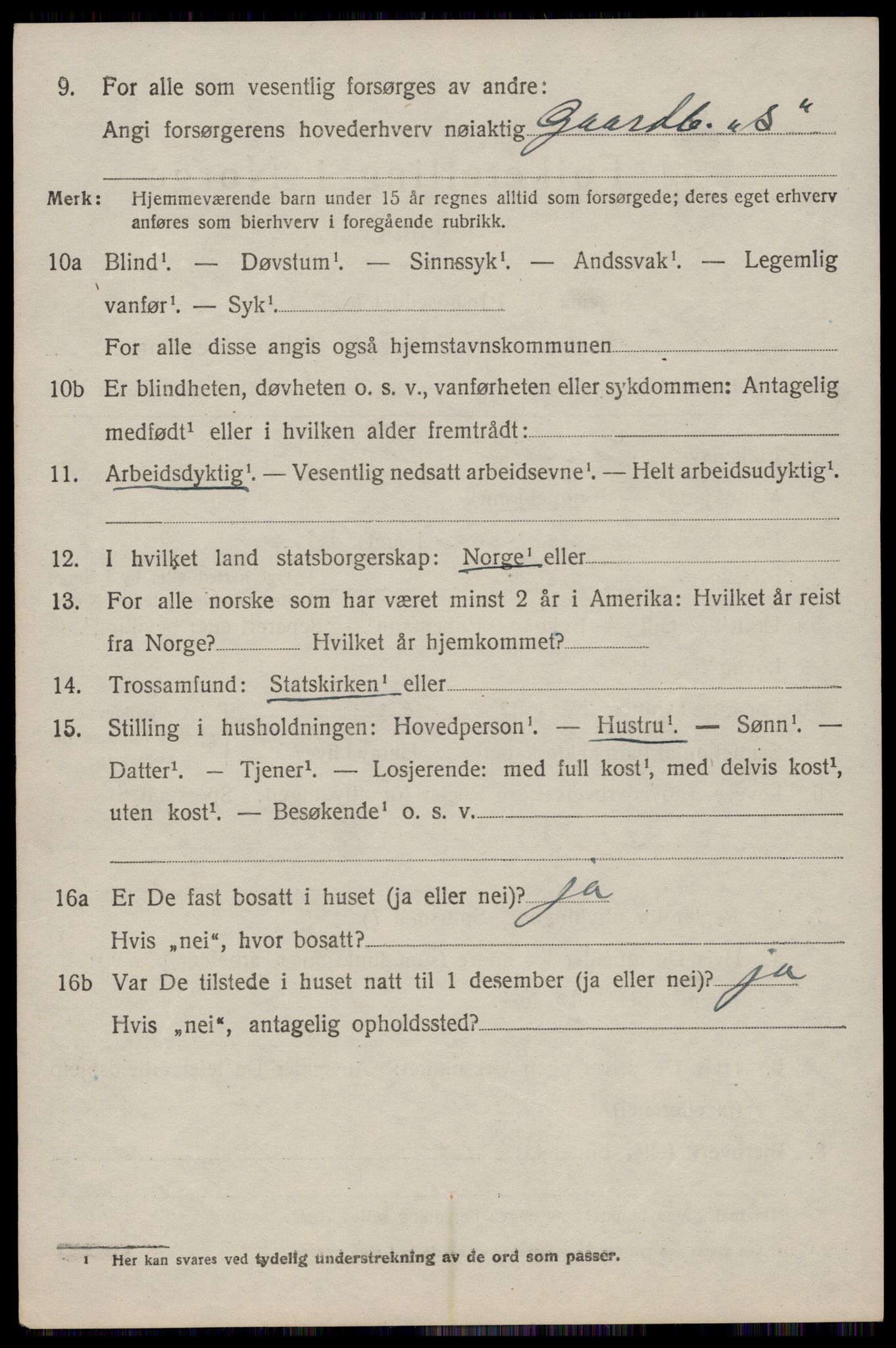 SAST, 1920 census for Klepp, 1920, p. 6961