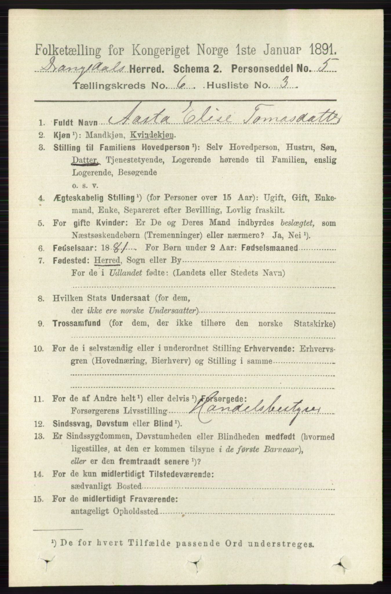 RA, 1891 census for 0817 Drangedal, 1891, p. 2002