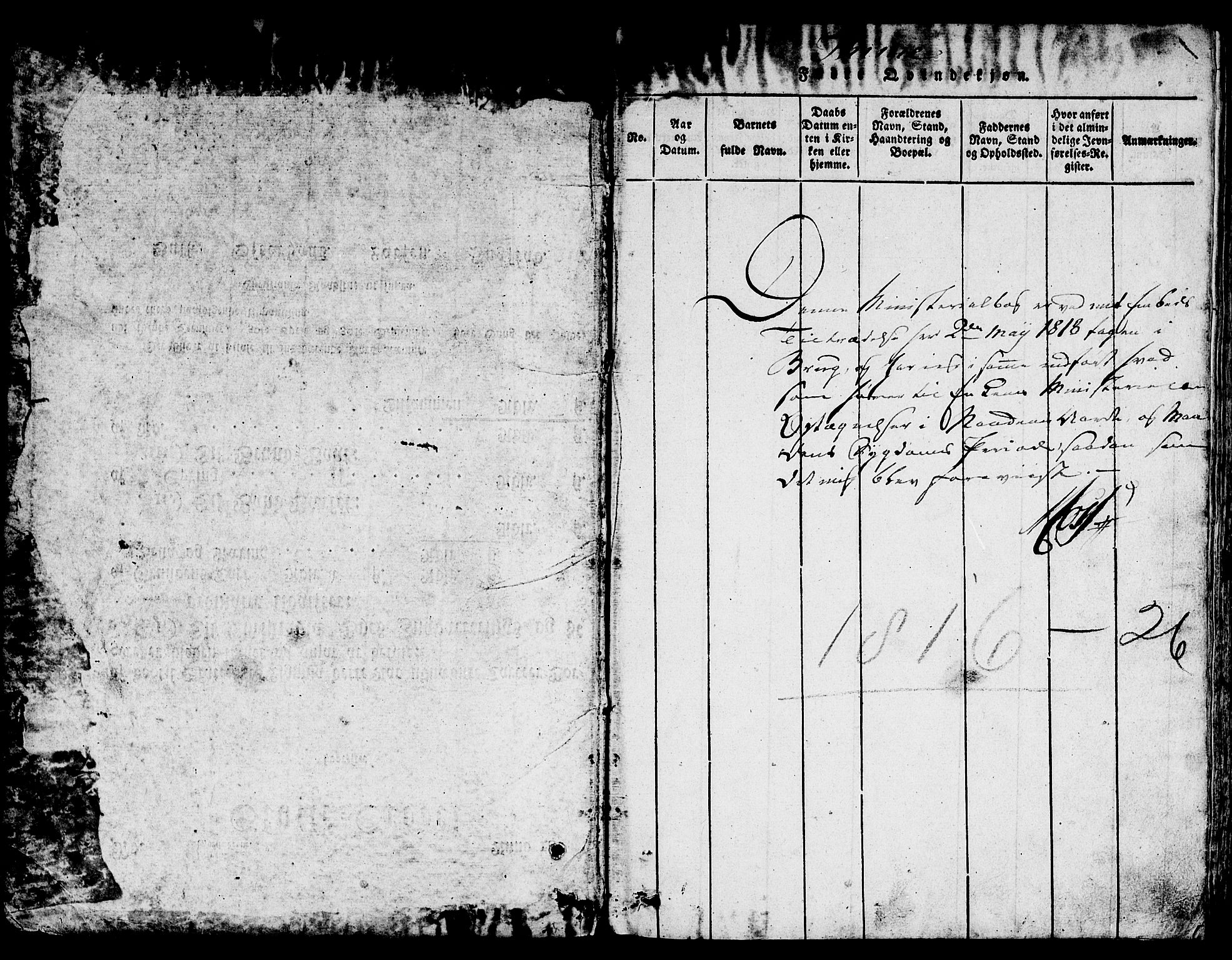 Lye sokneprestkontor, SAST/A-101794/001/30/30BA/L0003: Parish register (official) no. A 3 /1, 1816-1826