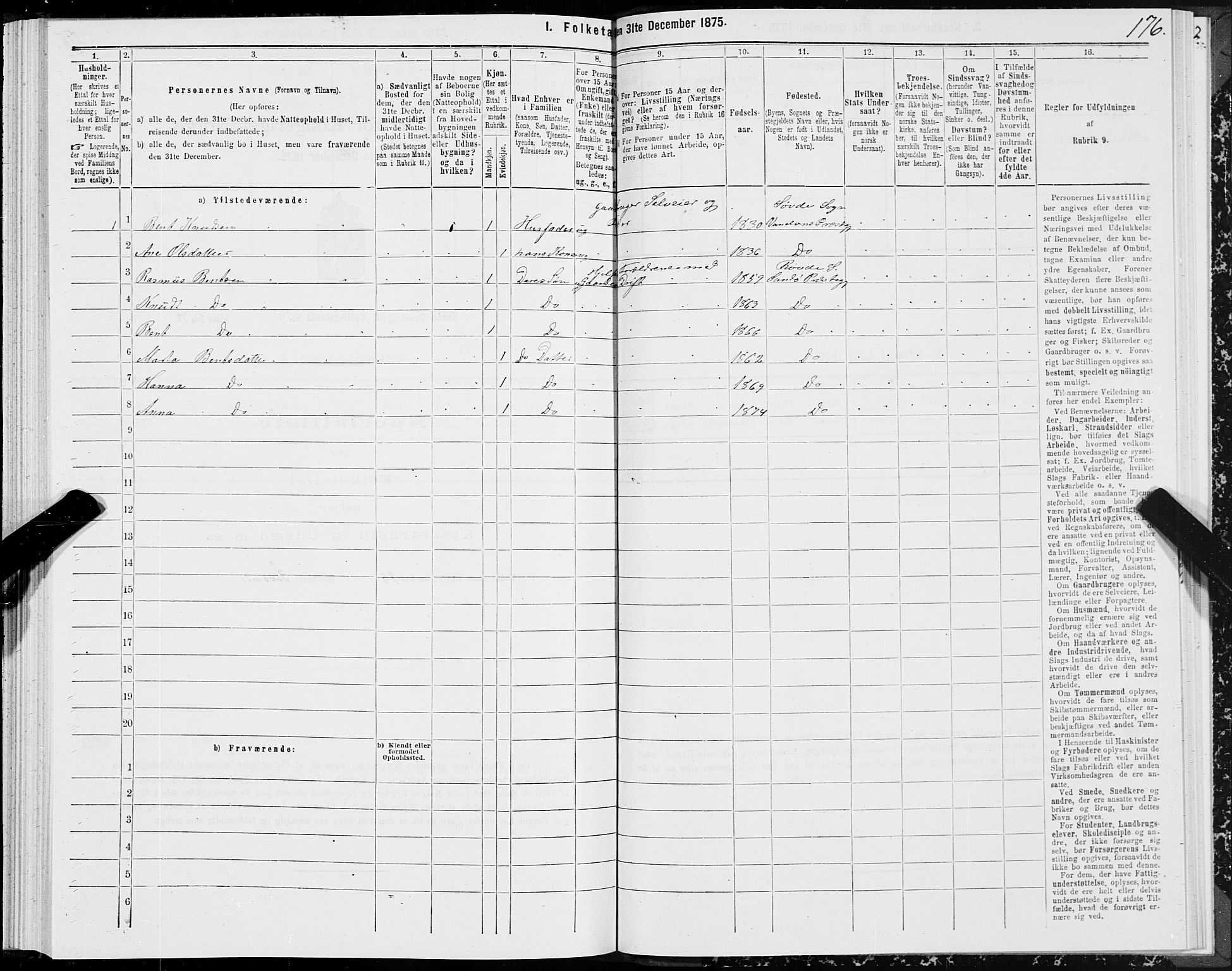 SAT, 1875 census for 1514P Sande, 1875, p. 4176