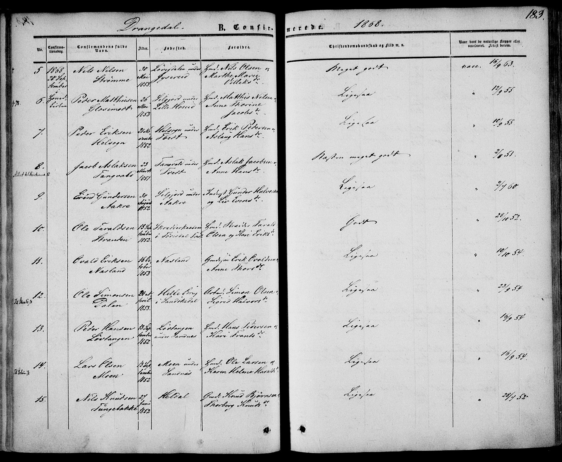 Drangedal kirkebøker, SAKO/A-258/F/Fa/L0008: Parish register (official) no. 8, 1857-1871, p. 183