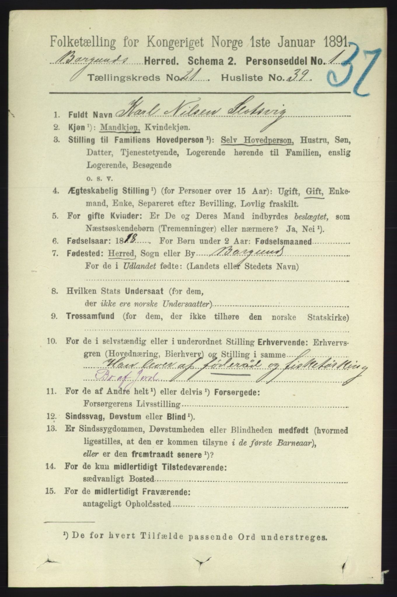 RA, 1891 census for 1531 Borgund, 1891, p. 6586