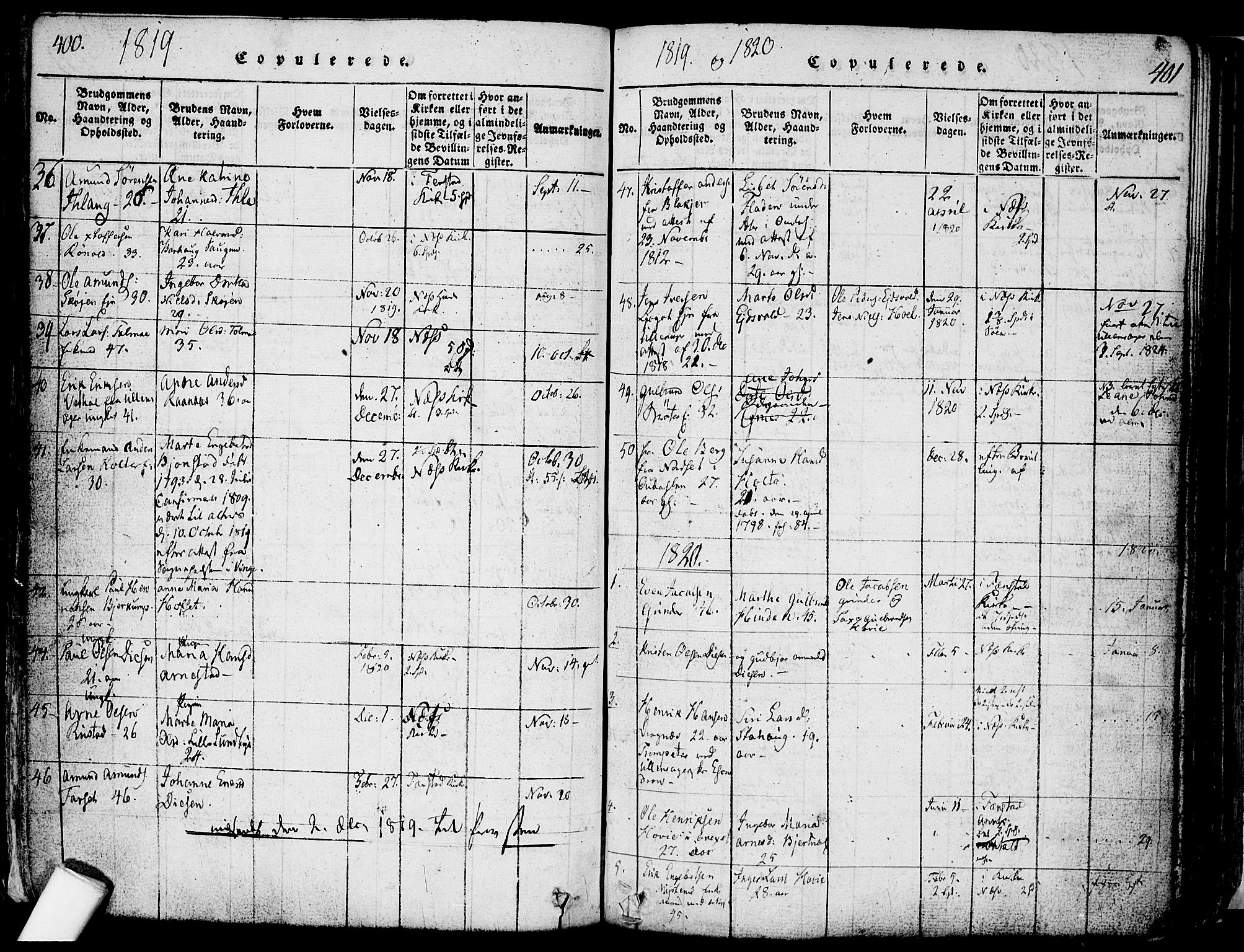 Nes prestekontor Kirkebøker, AV/SAO-A-10410/F/Fa/L0005: Parish register (official) no. I 5, 1815-1835, p. 400-401