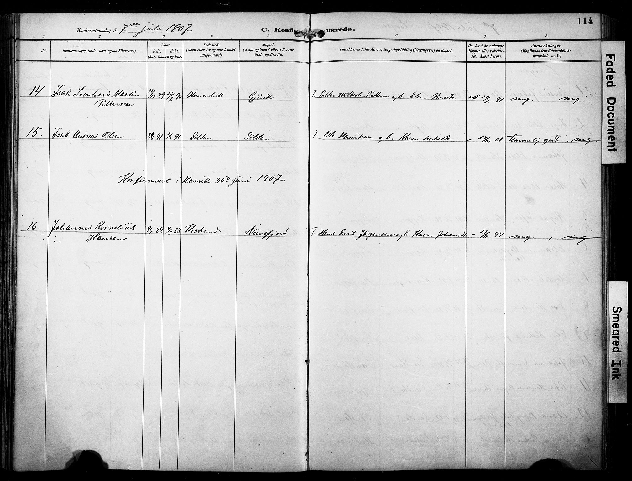 Loppa sokneprestkontor, SATØ/S-1339/H/Ha/L0009kirke: Parish register (official) no. 9, 1895-1909, p. 114