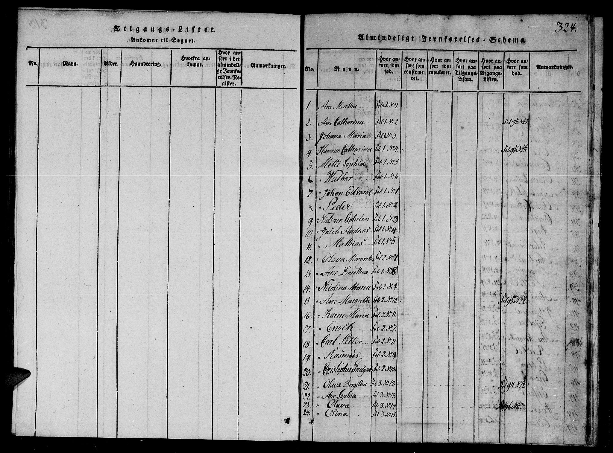 Ministerialprotokoller, klokkerbøker og fødselsregistre - Nord-Trøndelag, SAT/A-1458/784/L0667: Parish register (official) no. 784A03 /1, 1816-1829, p. 324