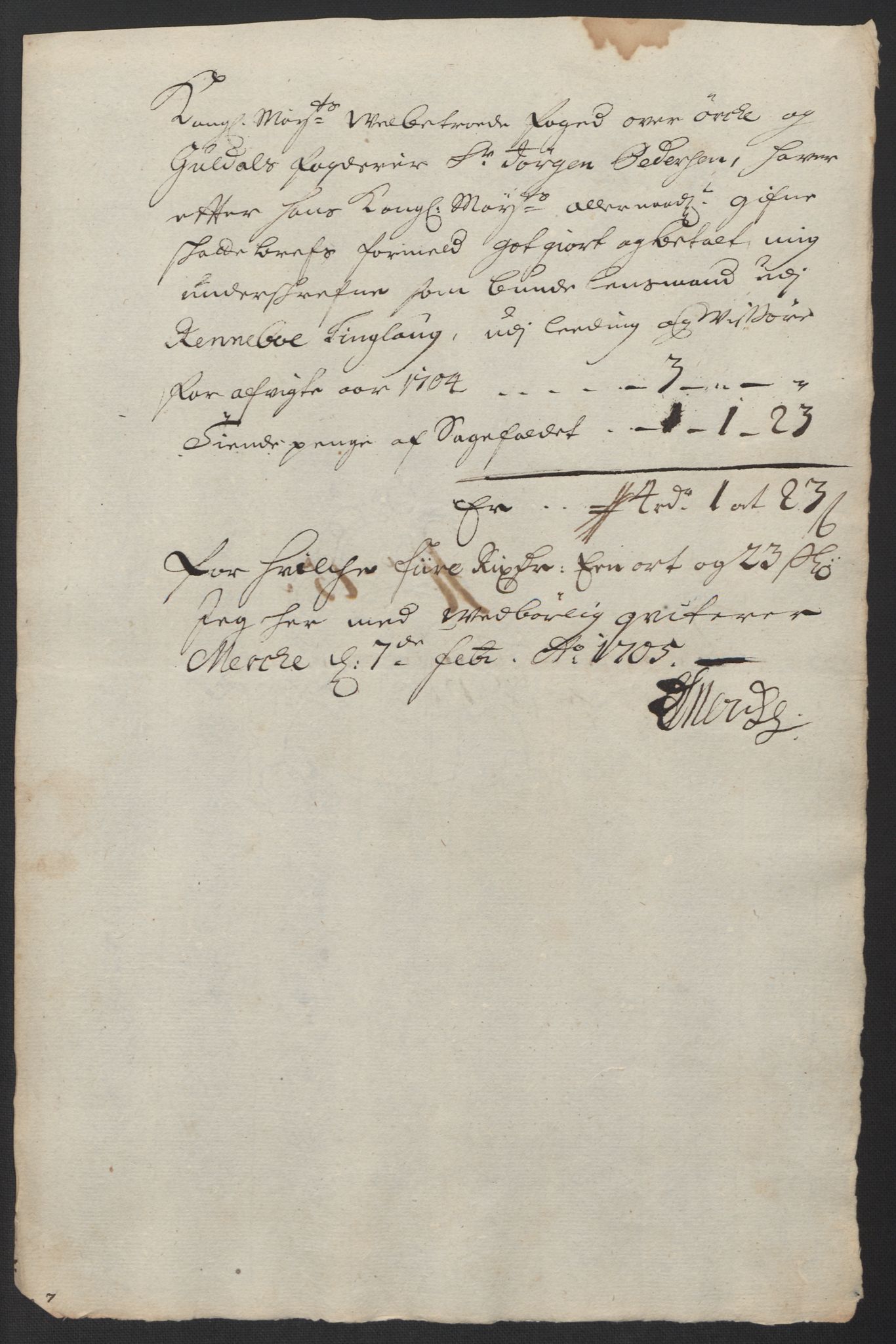 Rentekammeret inntil 1814, Reviderte regnskaper, Fogderegnskap, RA/EA-4092/R60/L3954: Fogderegnskap Orkdal og Gauldal, 1704, p. 205