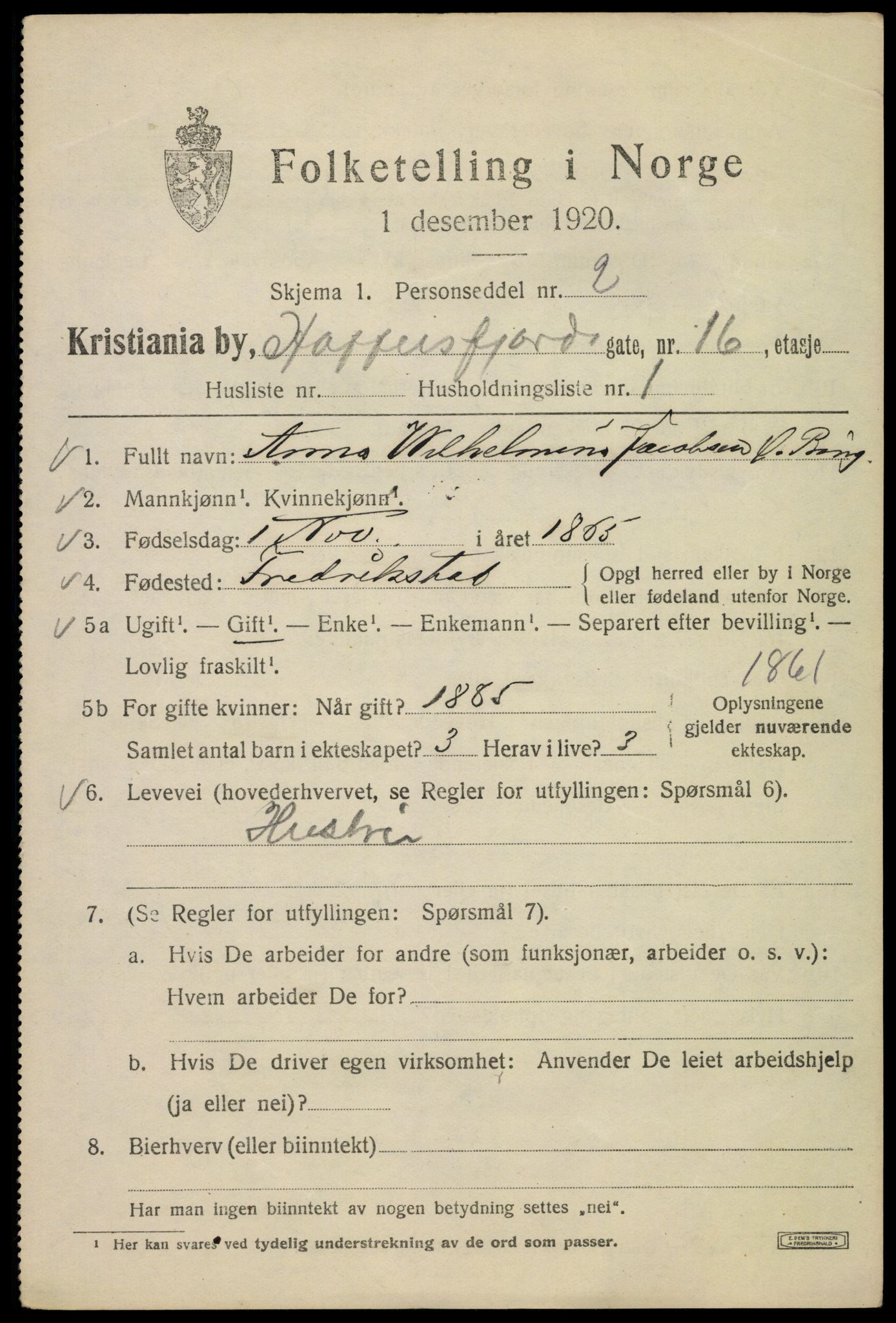 SAO, 1920 census for Kristiania, 1920, p. 266897