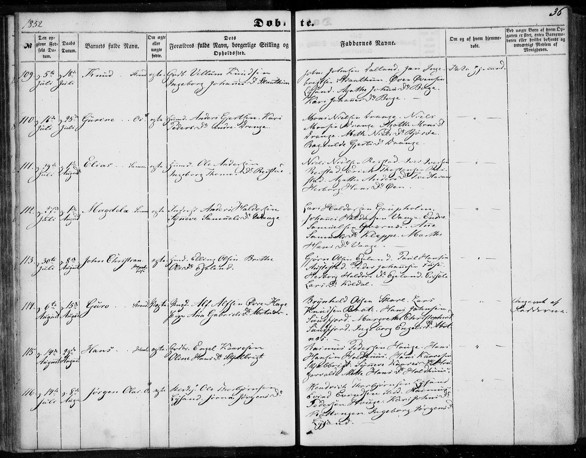 Os sokneprestembete, SAB/A-99929: Parish register (official) no. A 16, 1851-1859, p. 36